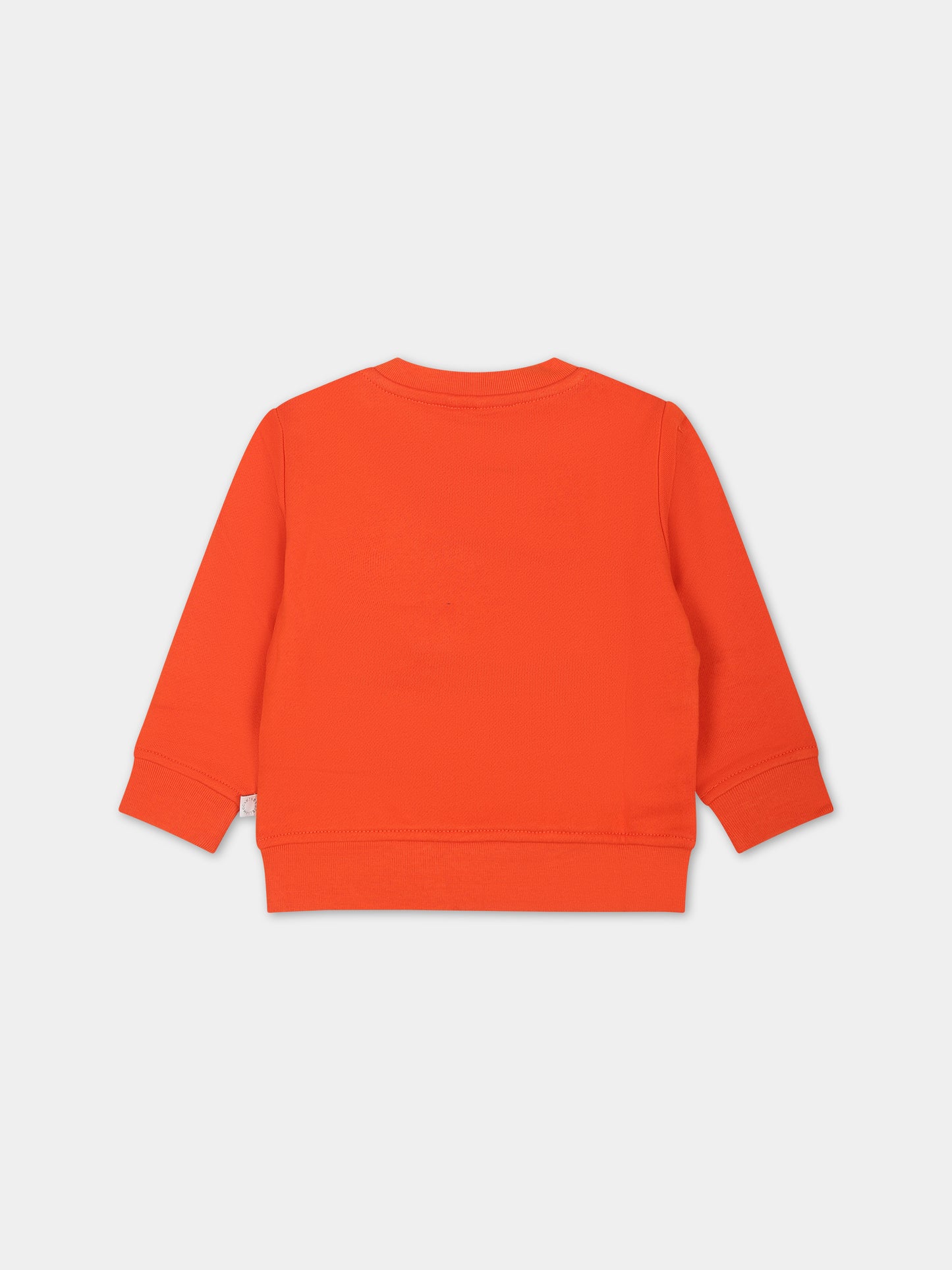 Felpa arancione per neonata con stampa fiori e logo,Stella Mccartney Kids,TT4040 Z0447 437