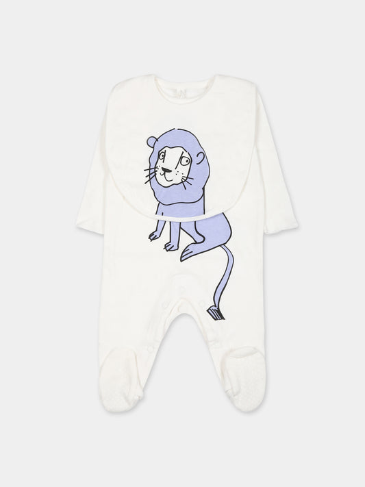 Set  bianco per neonati con stampa leone,Stella Mccartney Kids,TTB599 Z0669 101