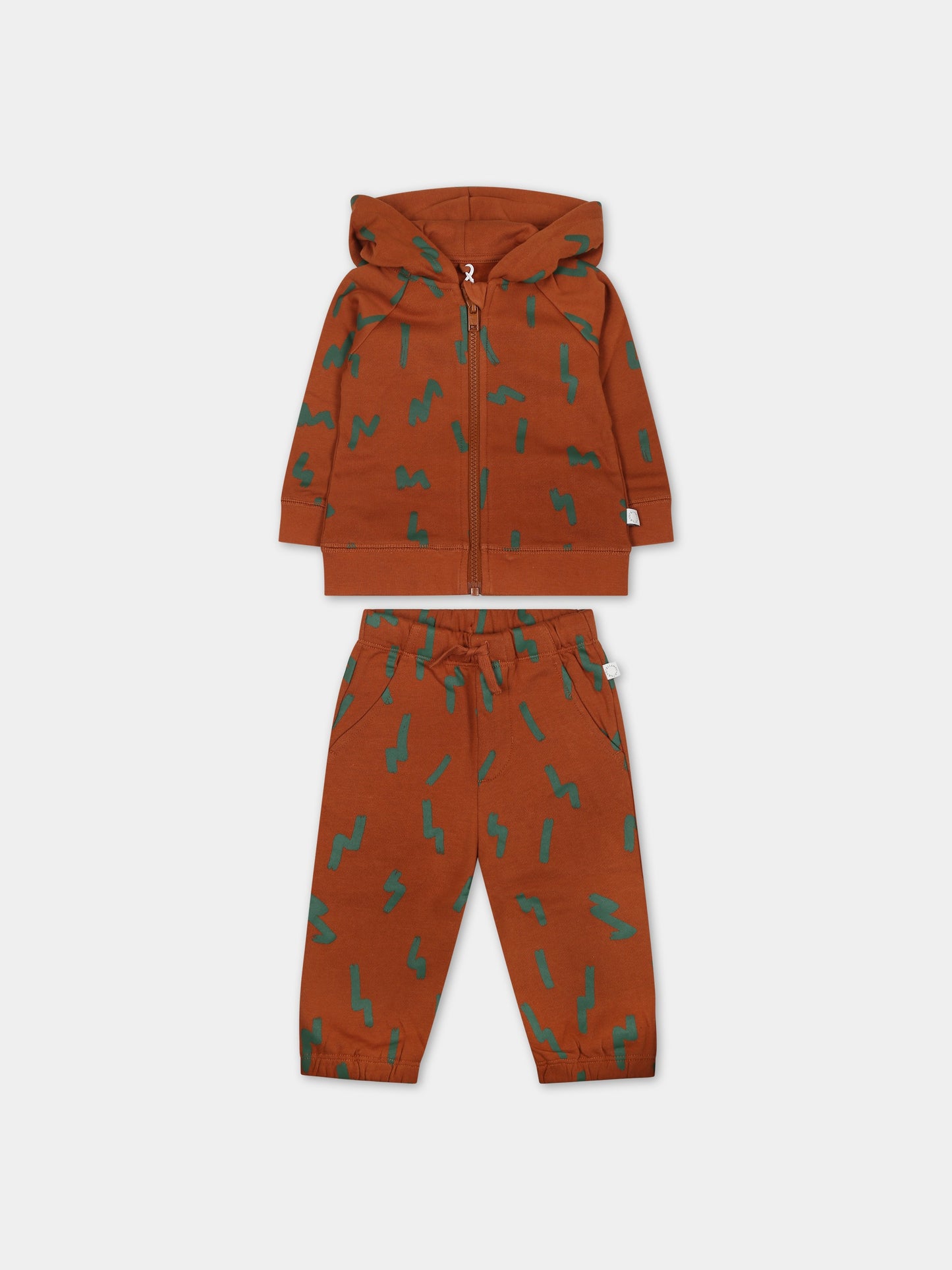 Completo marrone per neonato con stampa,Stella Mccartney Kids,TT3520 Z1424 312VE