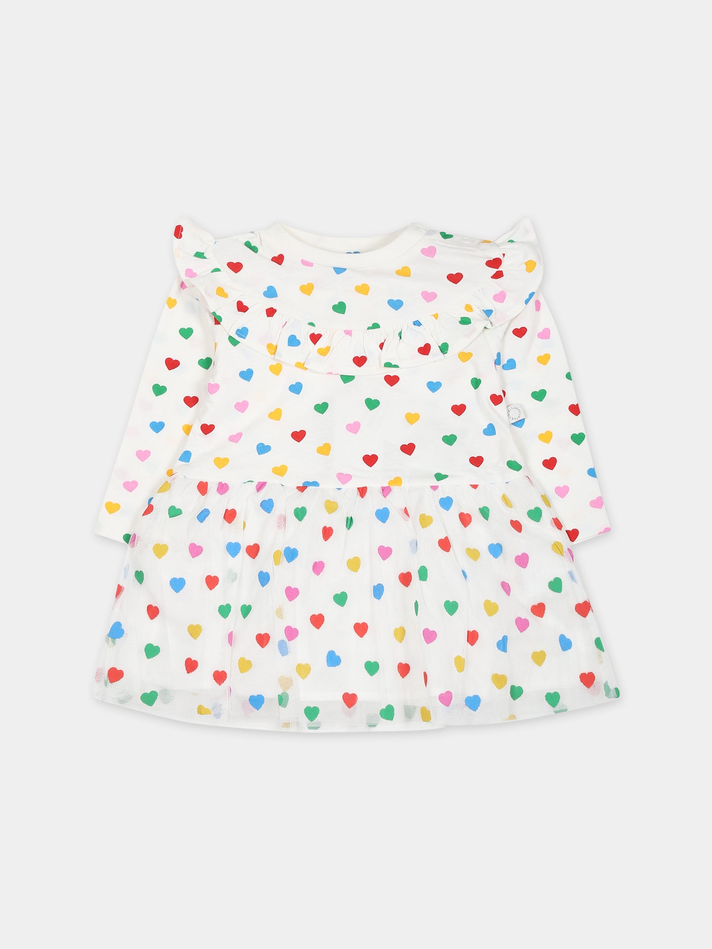 Vestito bianco per neonata con stampa cuori,Stella Mccartney Kids,TT1071 Z1344 101MC