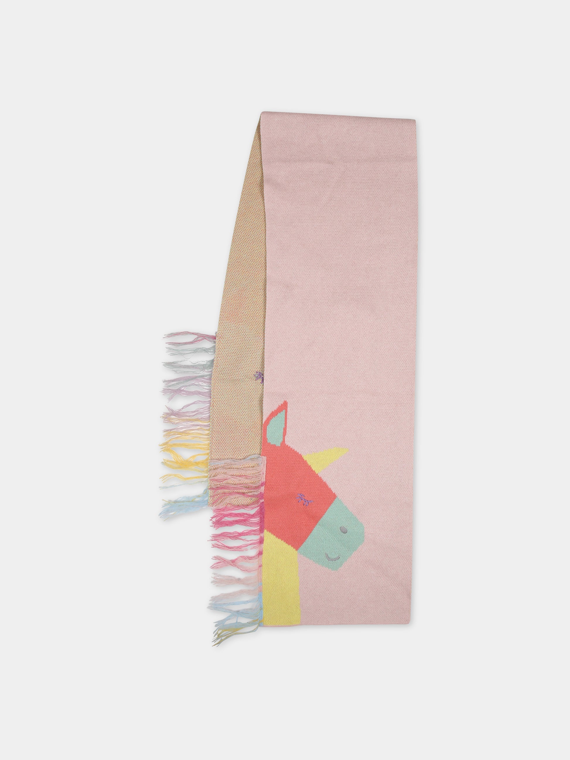 Sciarpa rosa per bambina con unicorni,Stella Mccartney Kids,TT0A43 Z1528 505