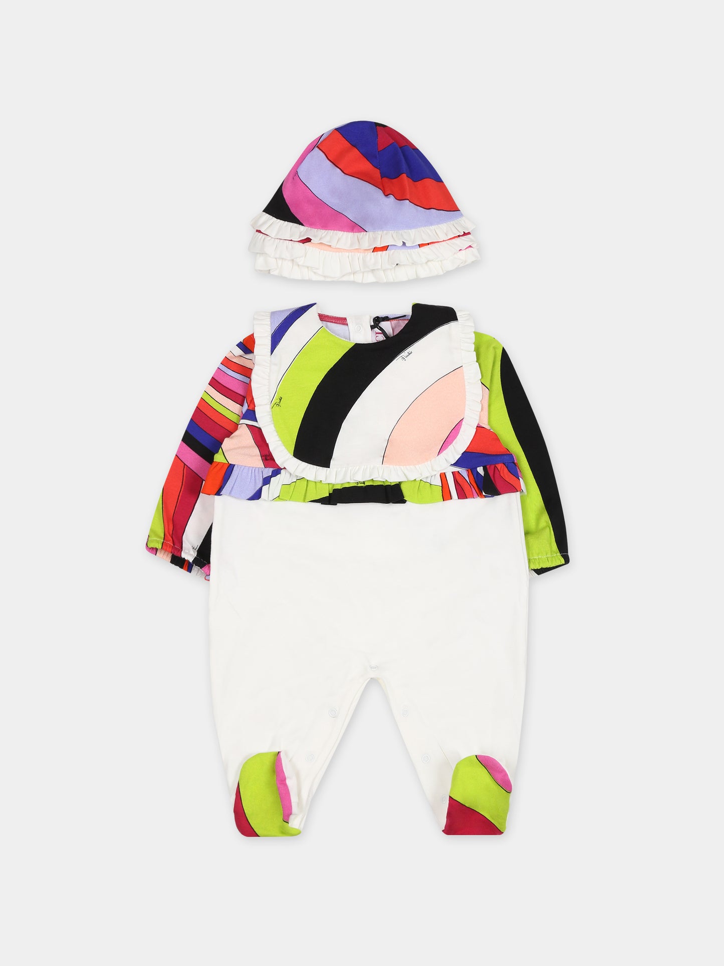 Set bianco per neonata con logo,Emilio Pucci Junior,PTB030 J0311 999NE