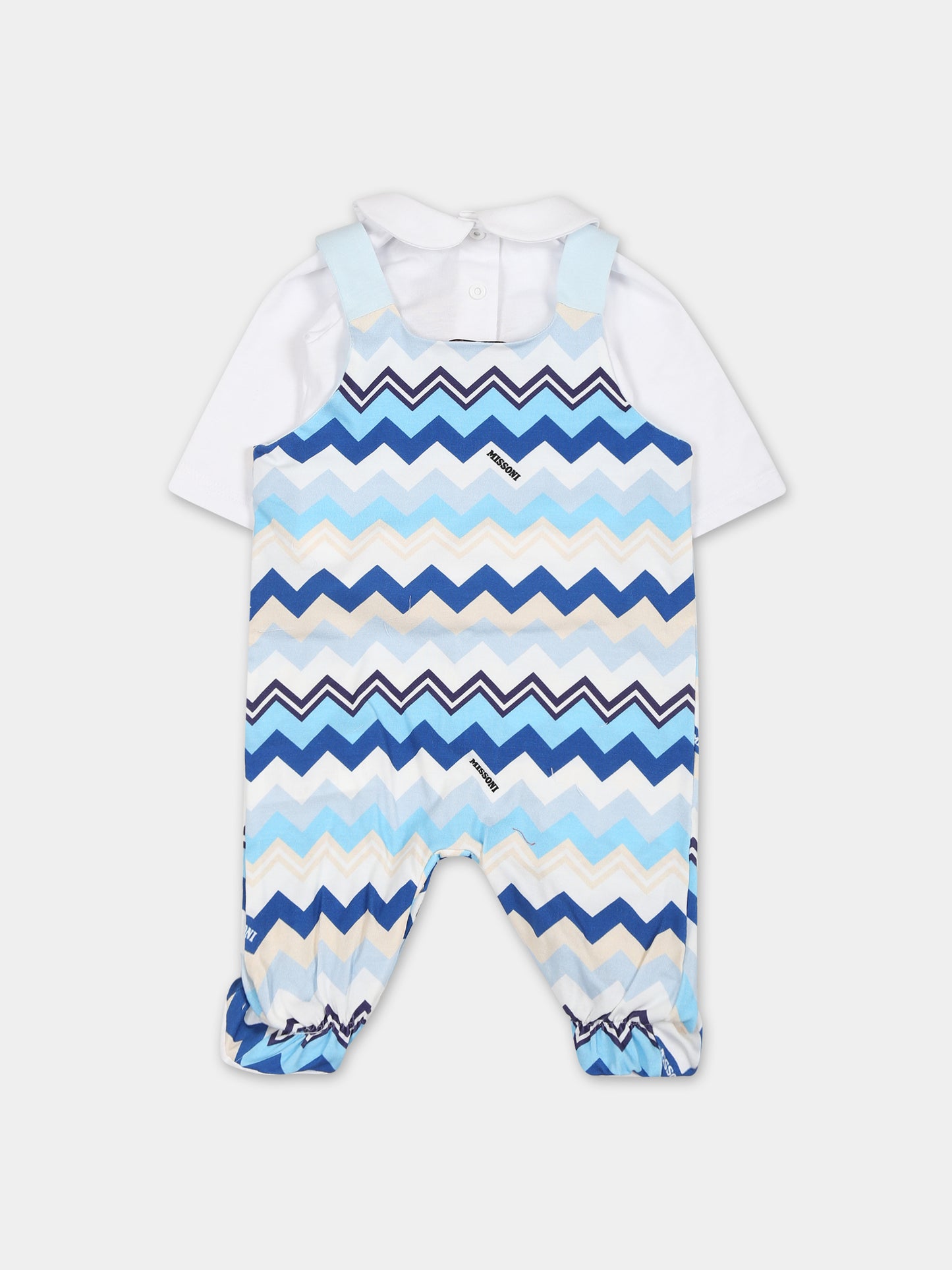 Set celeste per neonato con logo,Missoni,MTB530 J0319 607MC