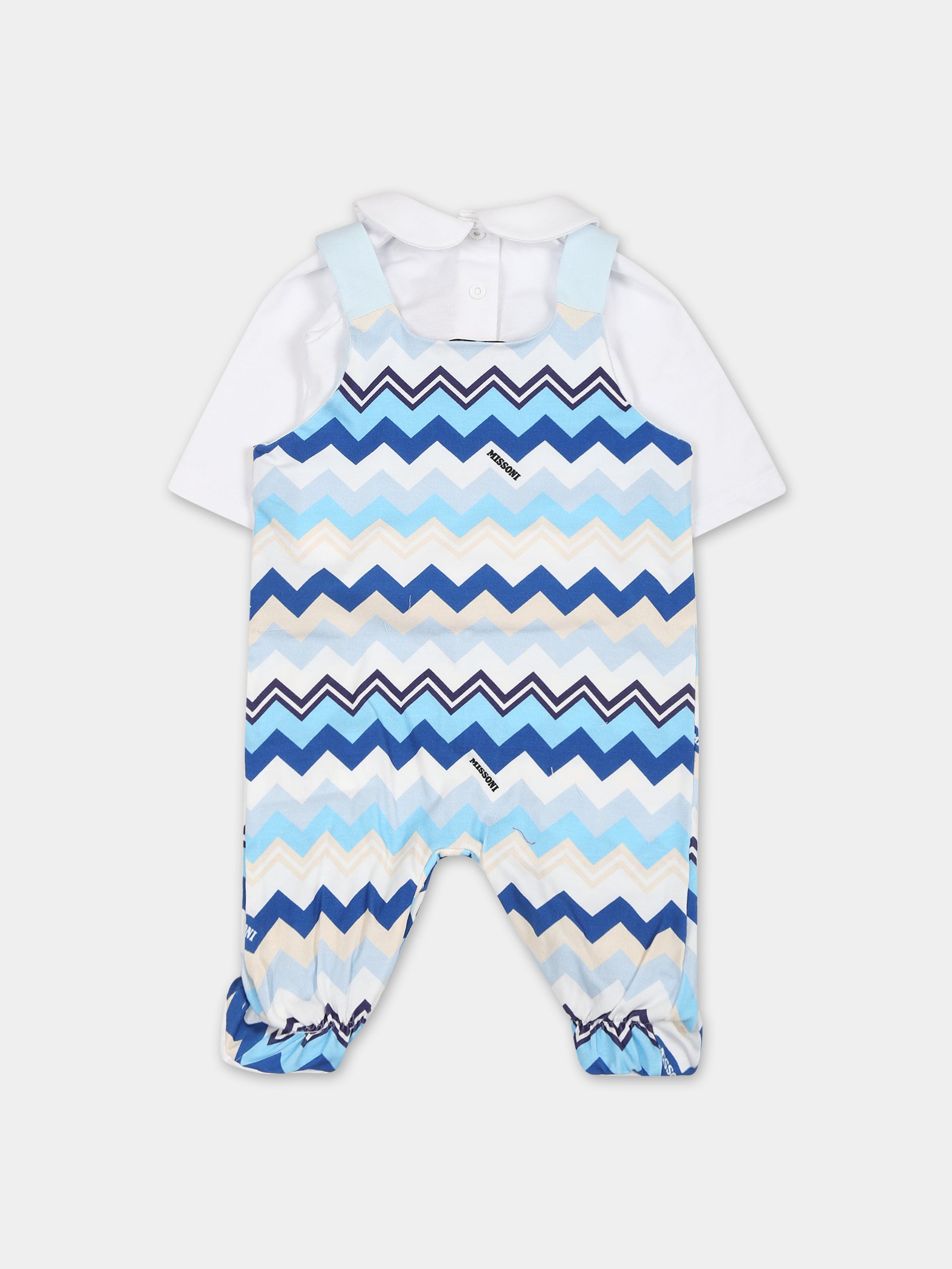 Set celeste per neonato con logo,Missoni,MTB530 J0319 607MC