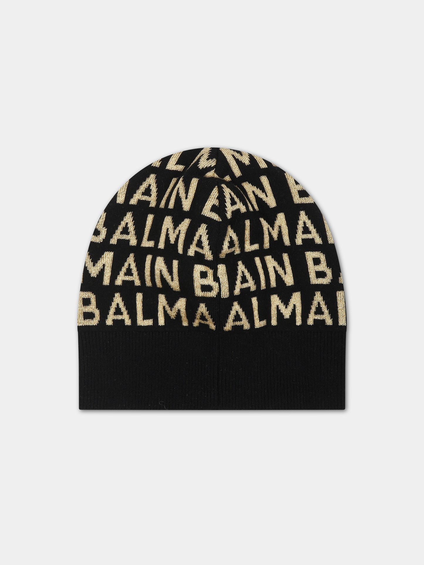 Berretto nero per bambina con logo,Balmain Kids,BT0A37 Z1849 930OR