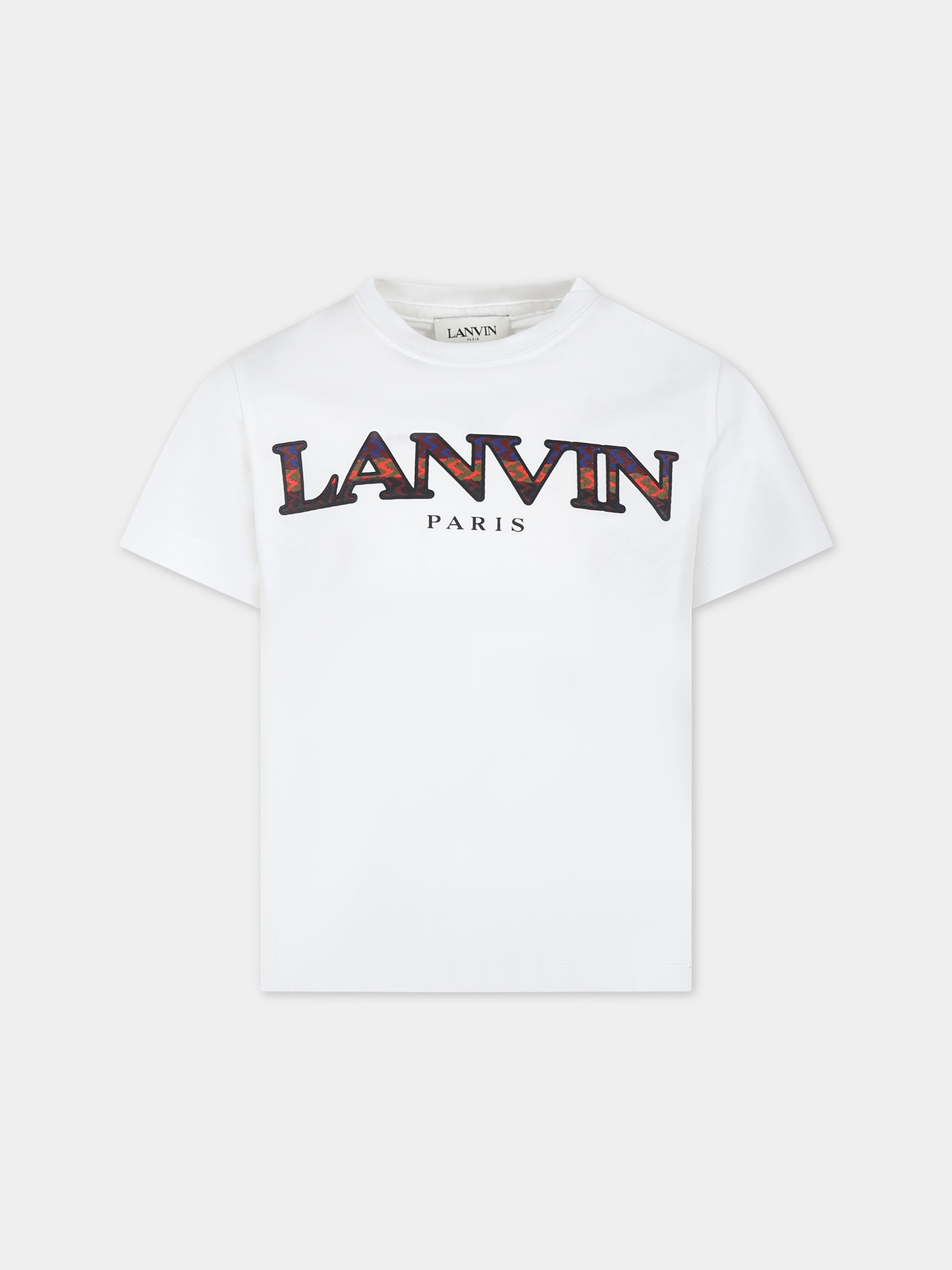 T-shirt avorio con logo per bambino,Lanvin Petite,N25142 117