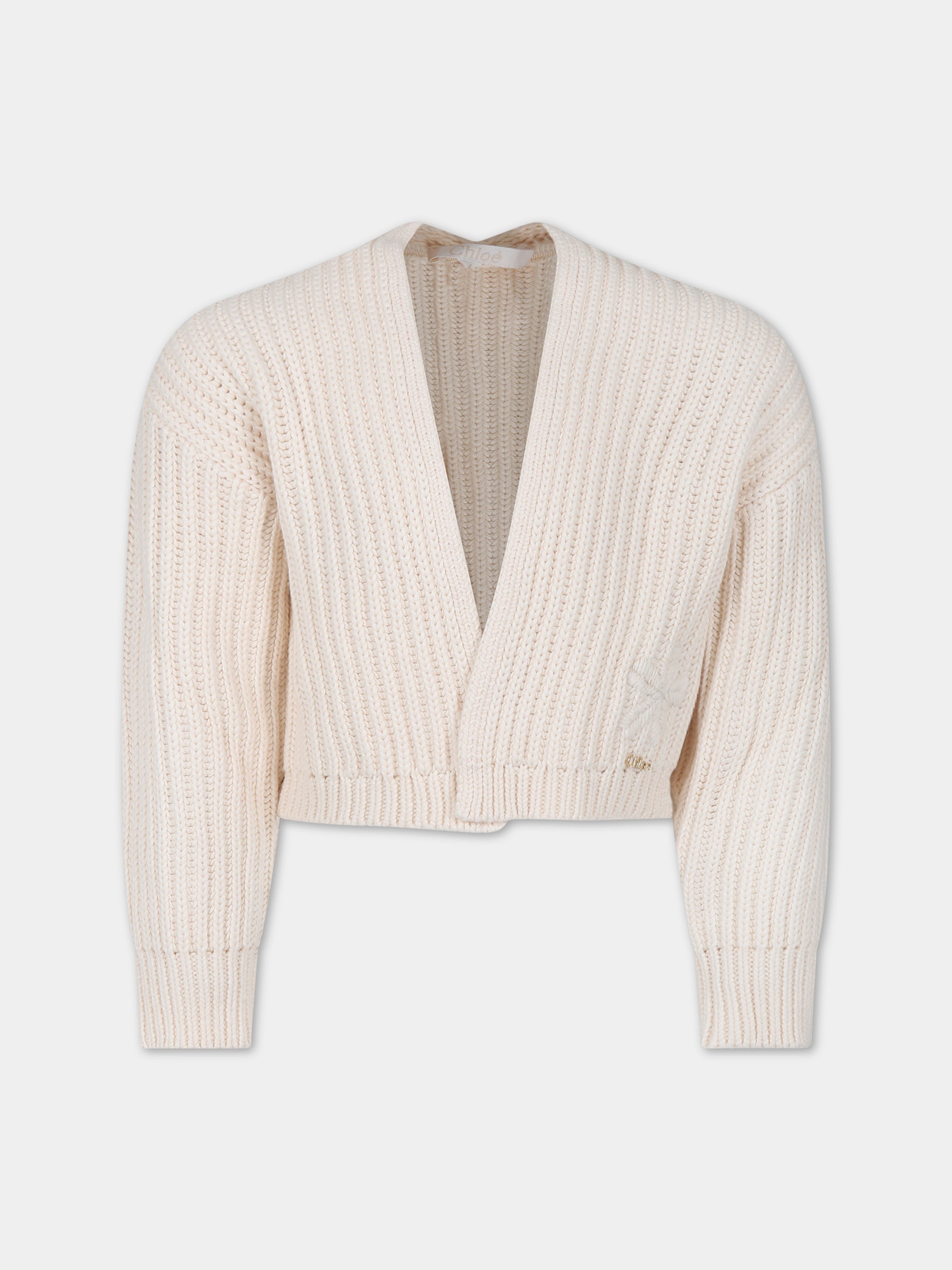 Cardigan avorio per bambina,Chloé Kids,C15E15 148