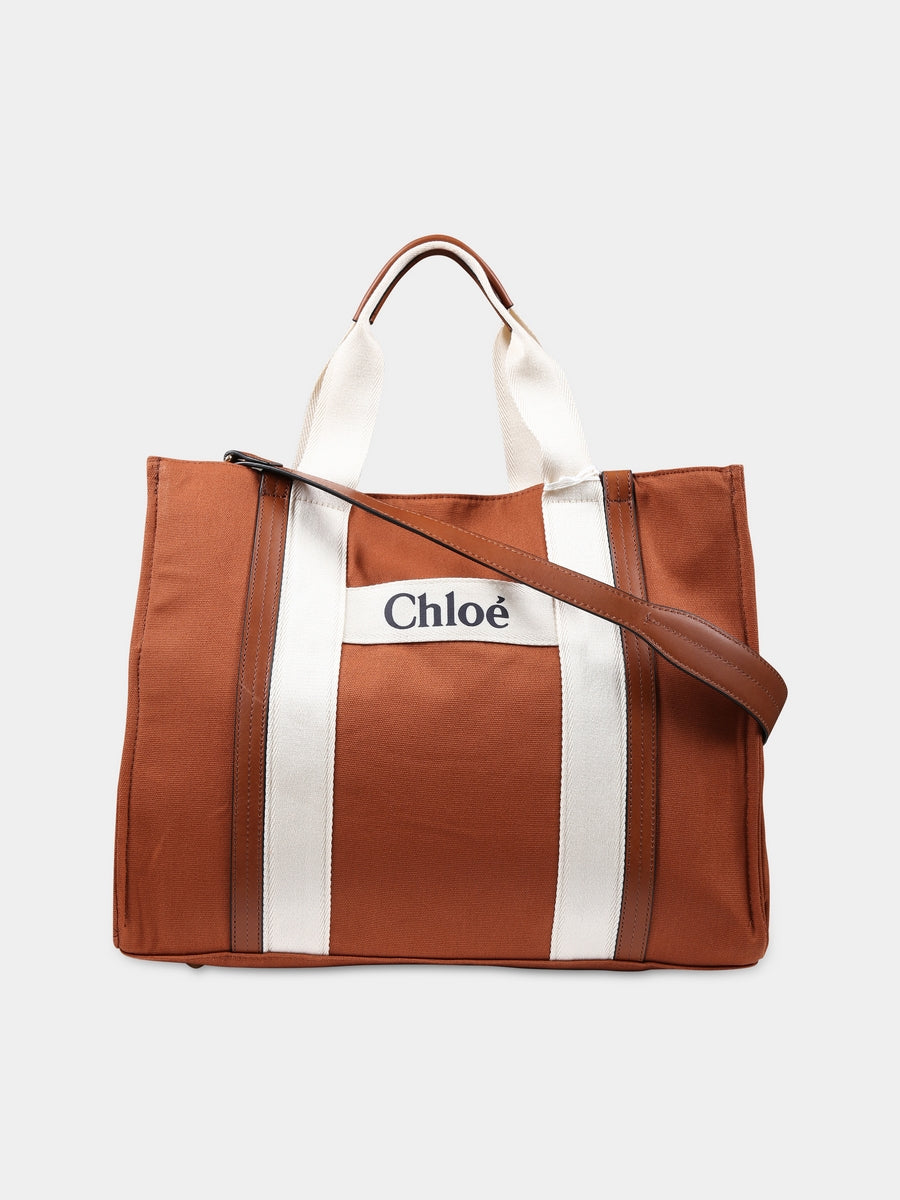 Borsa mamma bordeaux per neonati con logo,Chloé Kids,C90411 957