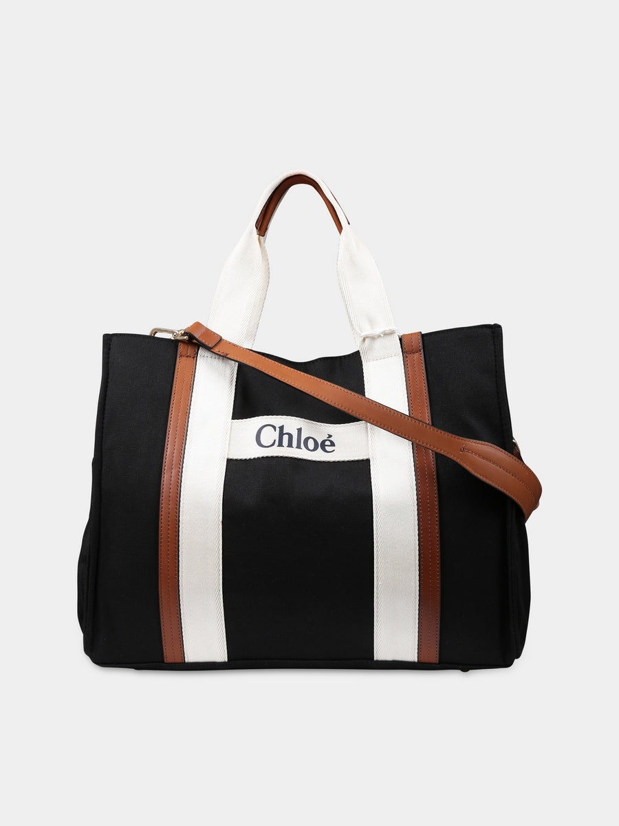 Black changing bag for kids with logo