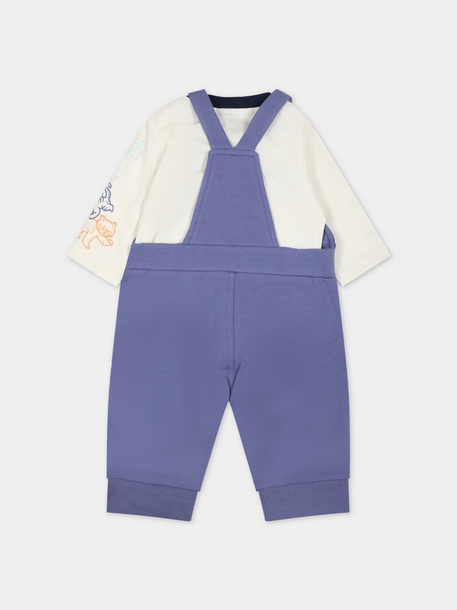 Completo blu per neonato con stampa,Kenzo Kids,K98131 81H