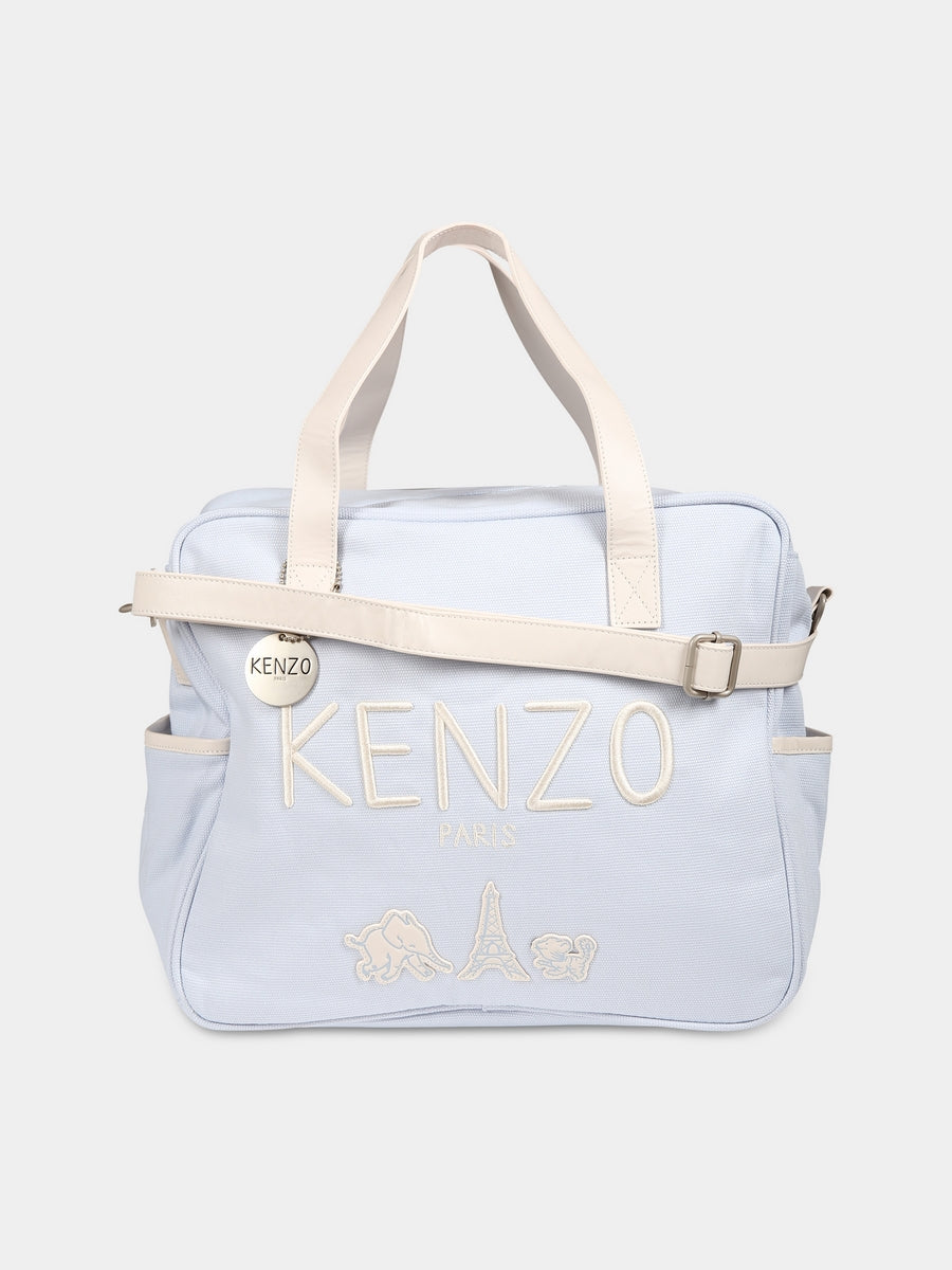 Borsa mamma celeste per neonato con logo,Kenzo Kids,K90102 771