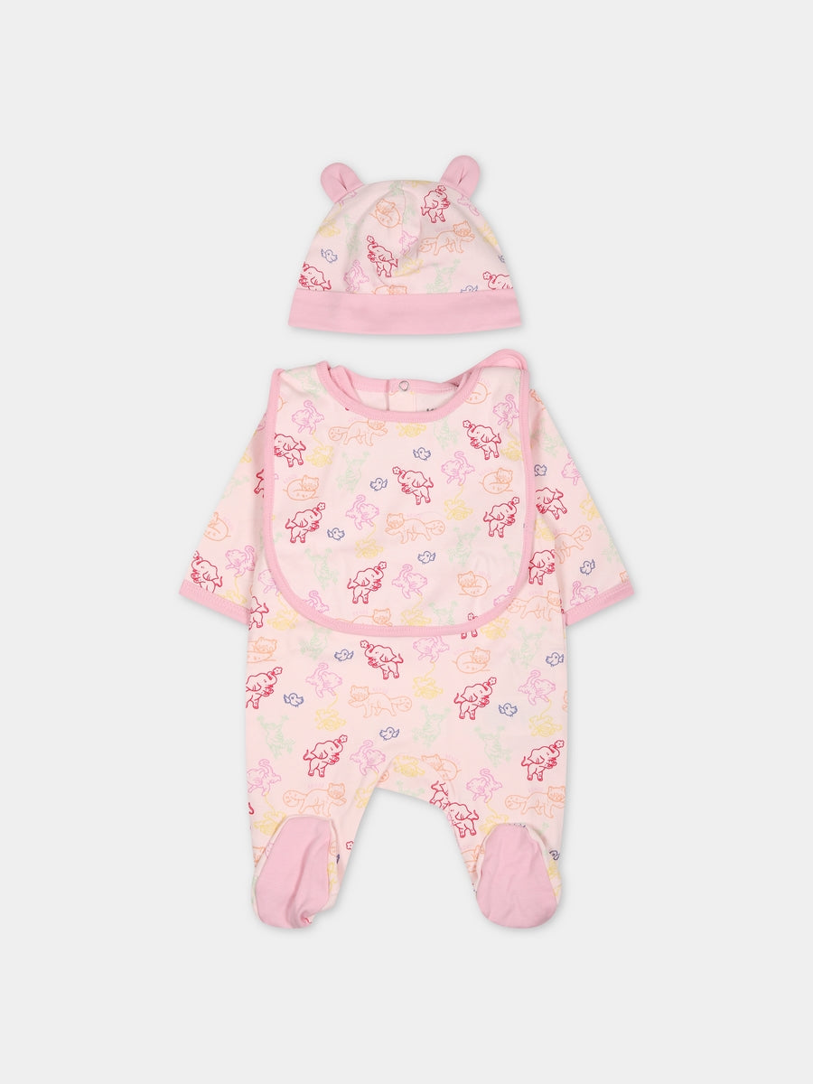 Set bianco per neonata con stampa,Kenzo Kids,K98119 470