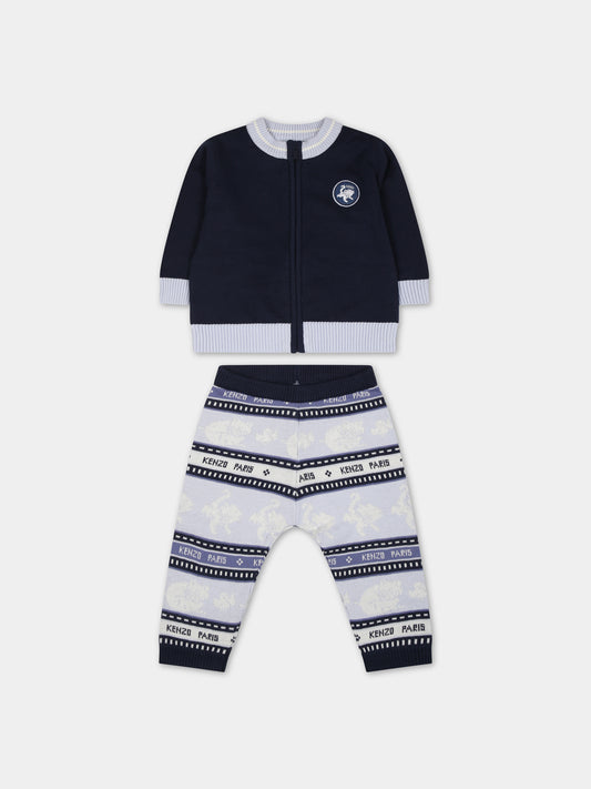 Completo blu per neonato con logo,Kenzo Kids,K98139 84A