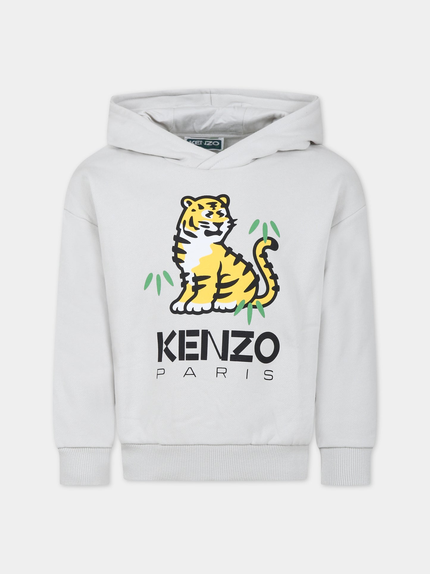 Felpa beige per bambini con tigre e logo,Kenzo Kids,K25838 261