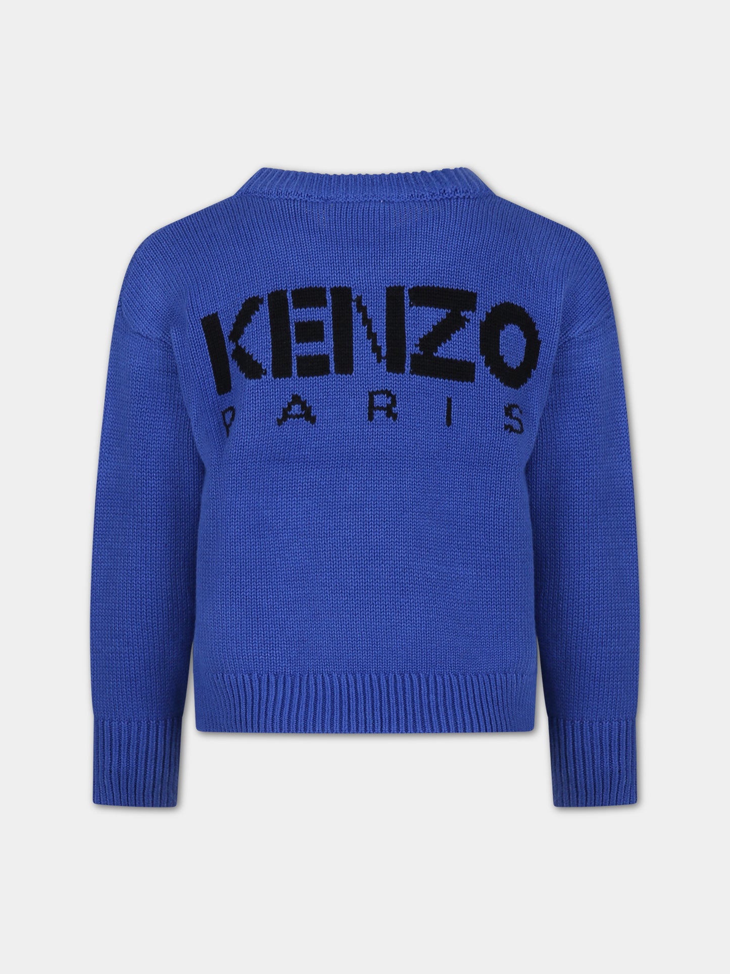 Maglione blu per bambini con ricamo fiore,Kenzo Kids,K15682 829