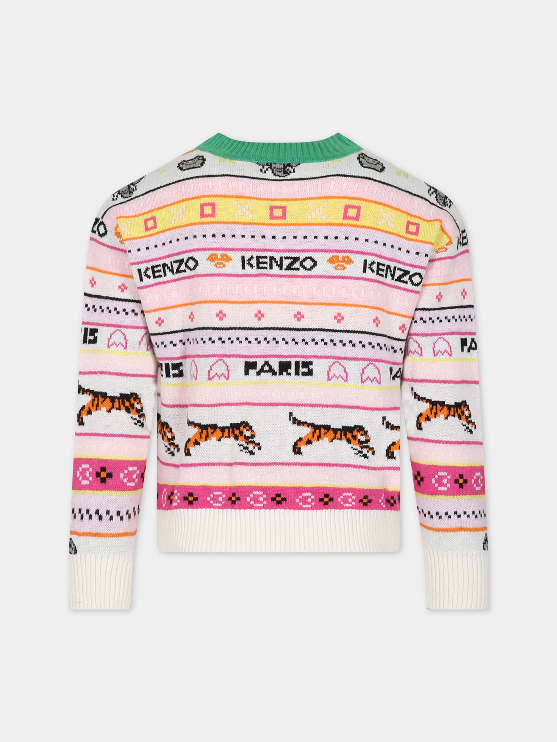 Maglione multicolor per bambina con logo,Kenzo Kids,K15683 121