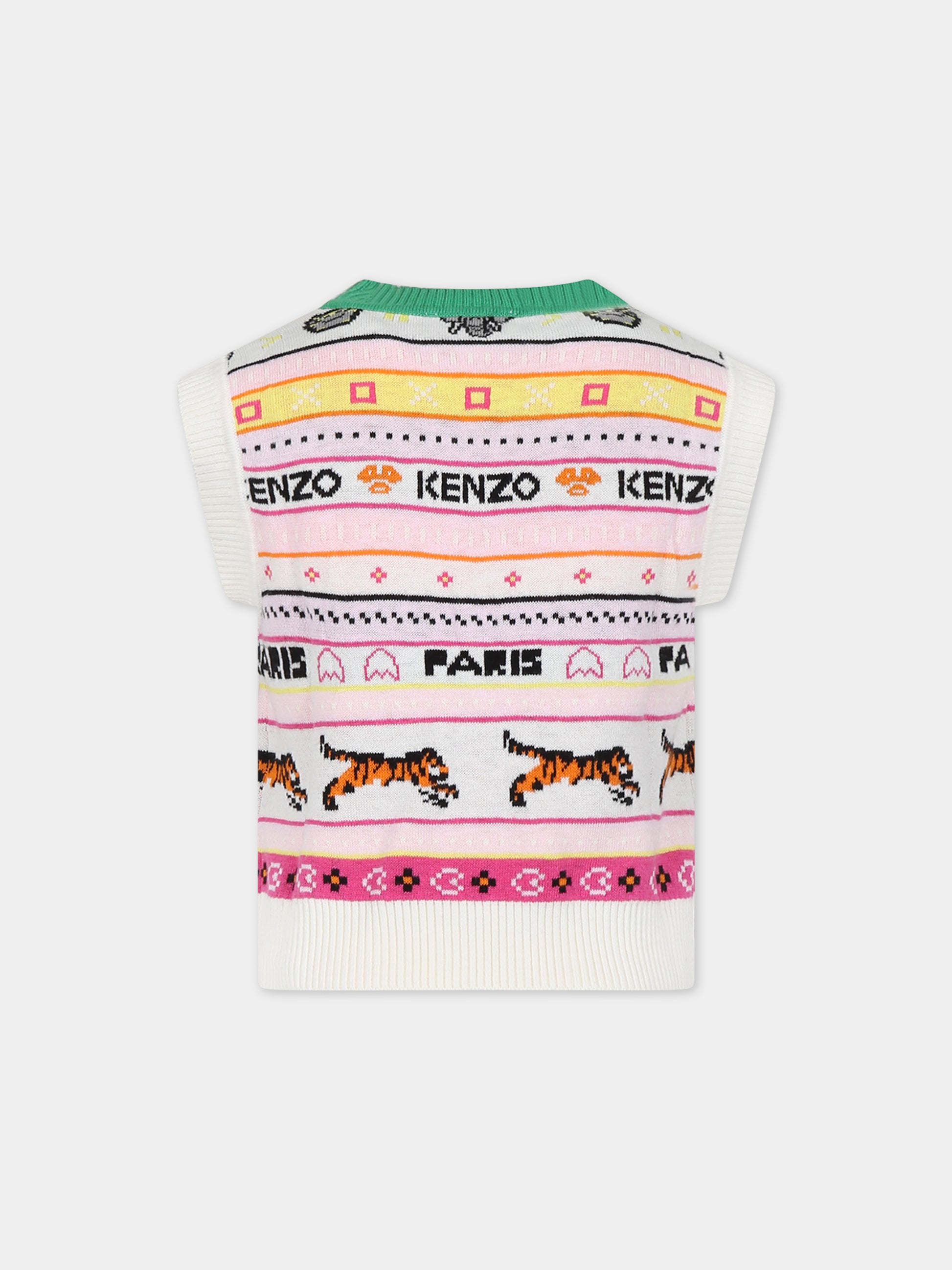 Gilet multicolor per bambina con logo,Kenzo Kids,K15686 121