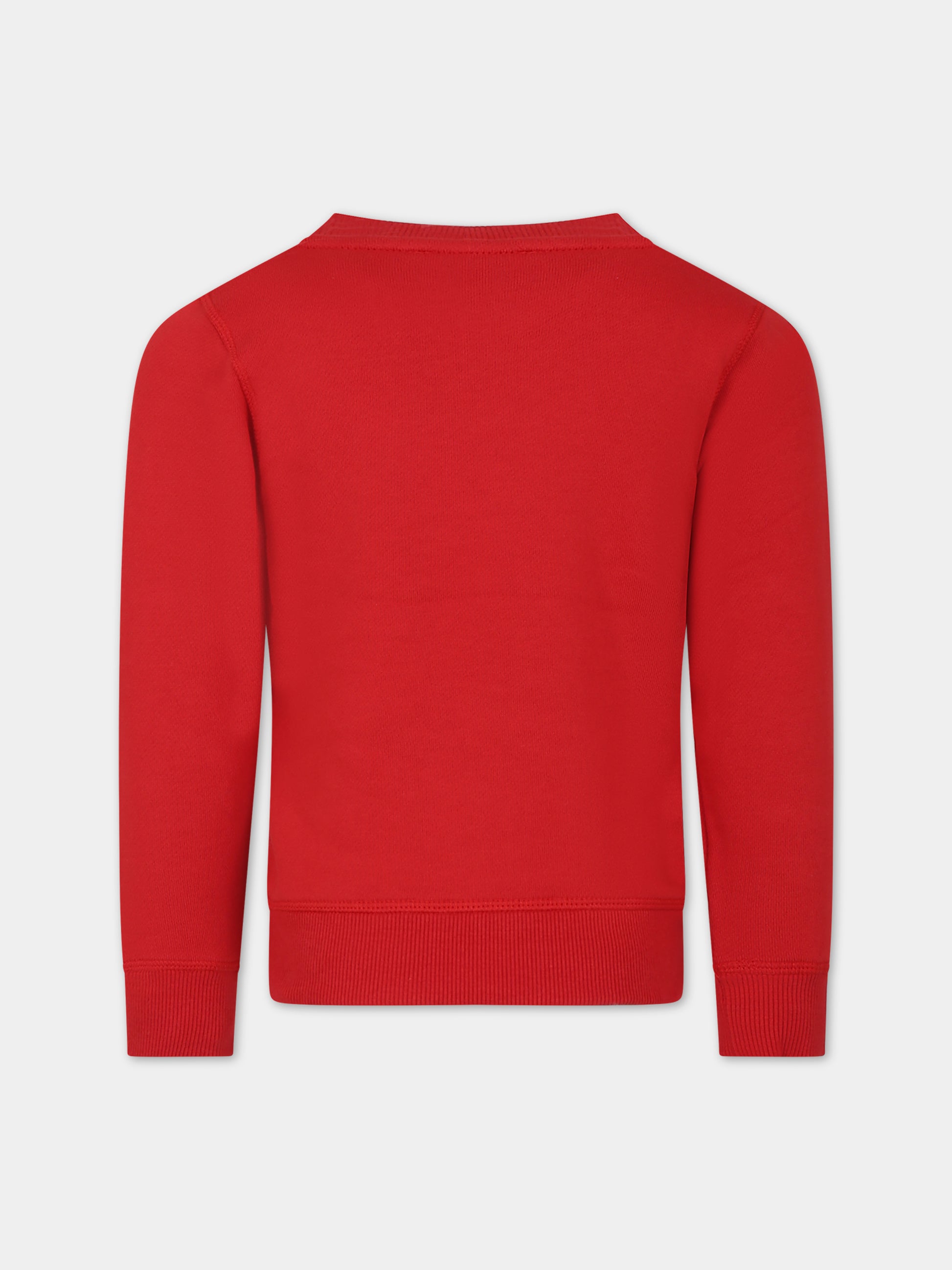 Felpa rossa per bambini con elefante e logo,Kenzo Kids,K25849 978