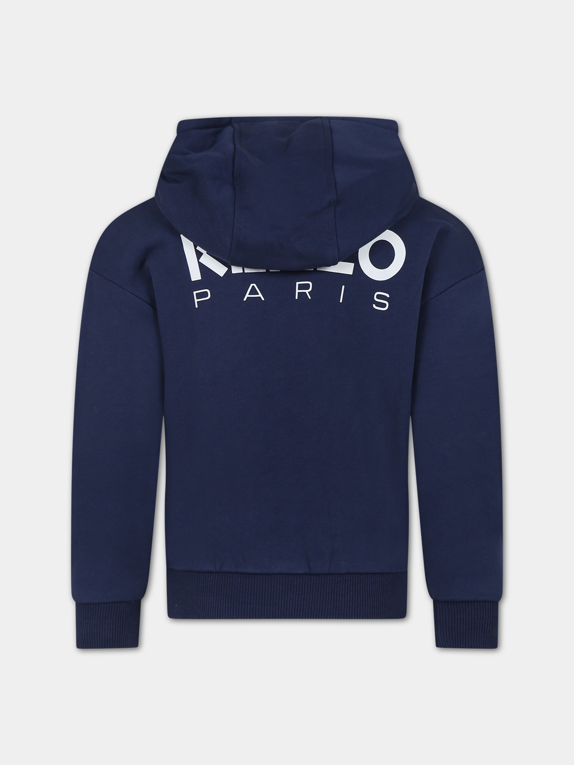 Felpa blu per bambini con fiore e logo,Kenzo Kids,K25837 84A