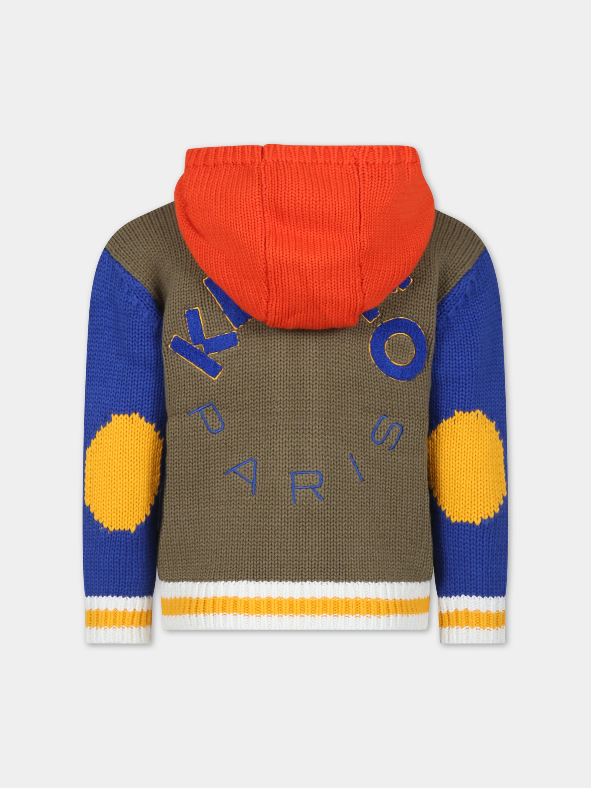 Cardigan multicolor con cappuccio per bambino con logo,Kenzo Kids,K25834 829