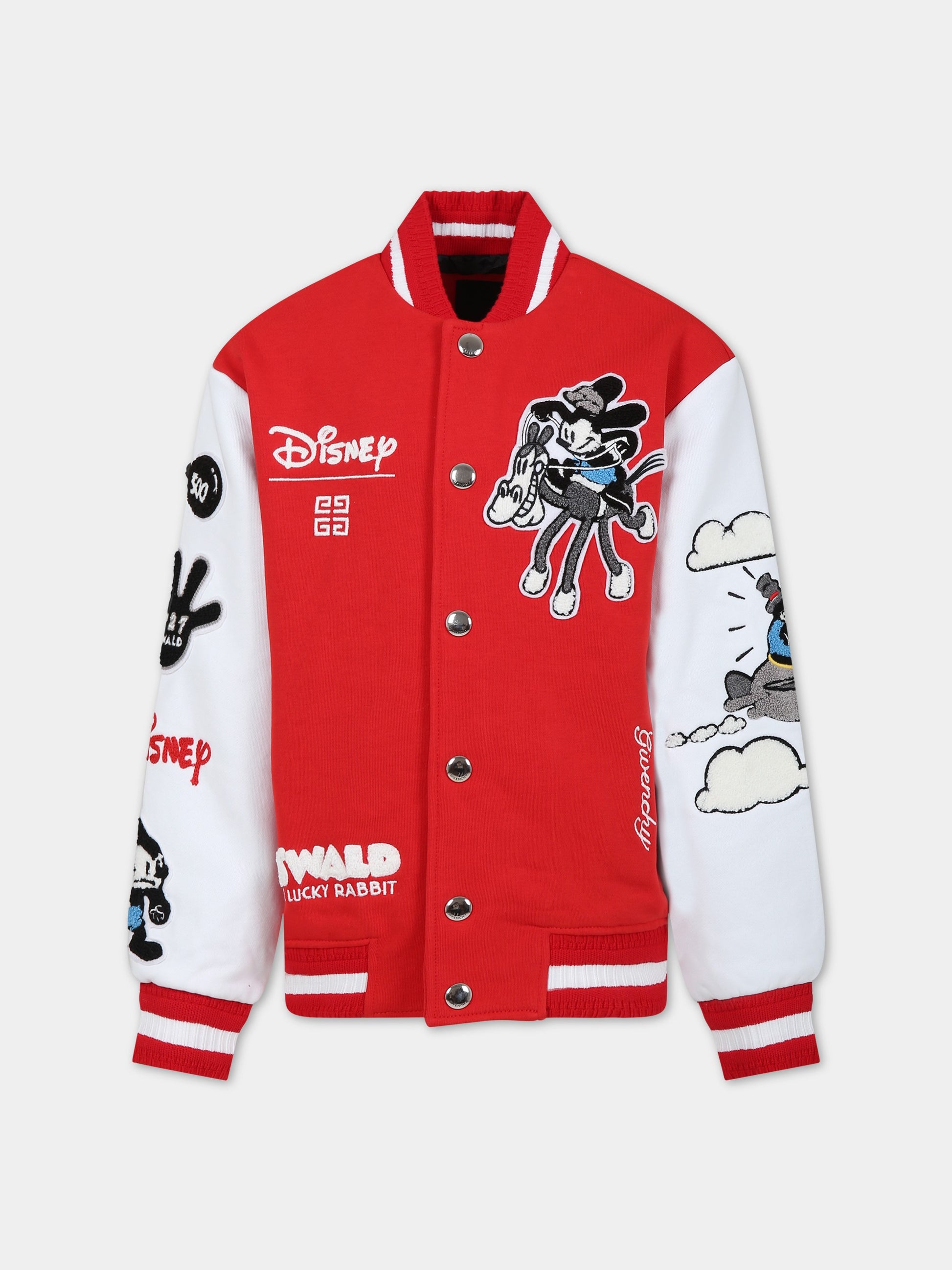 Bomber rosso per bambino con Osvald e logo,Givenchy Kids,H25486 X21