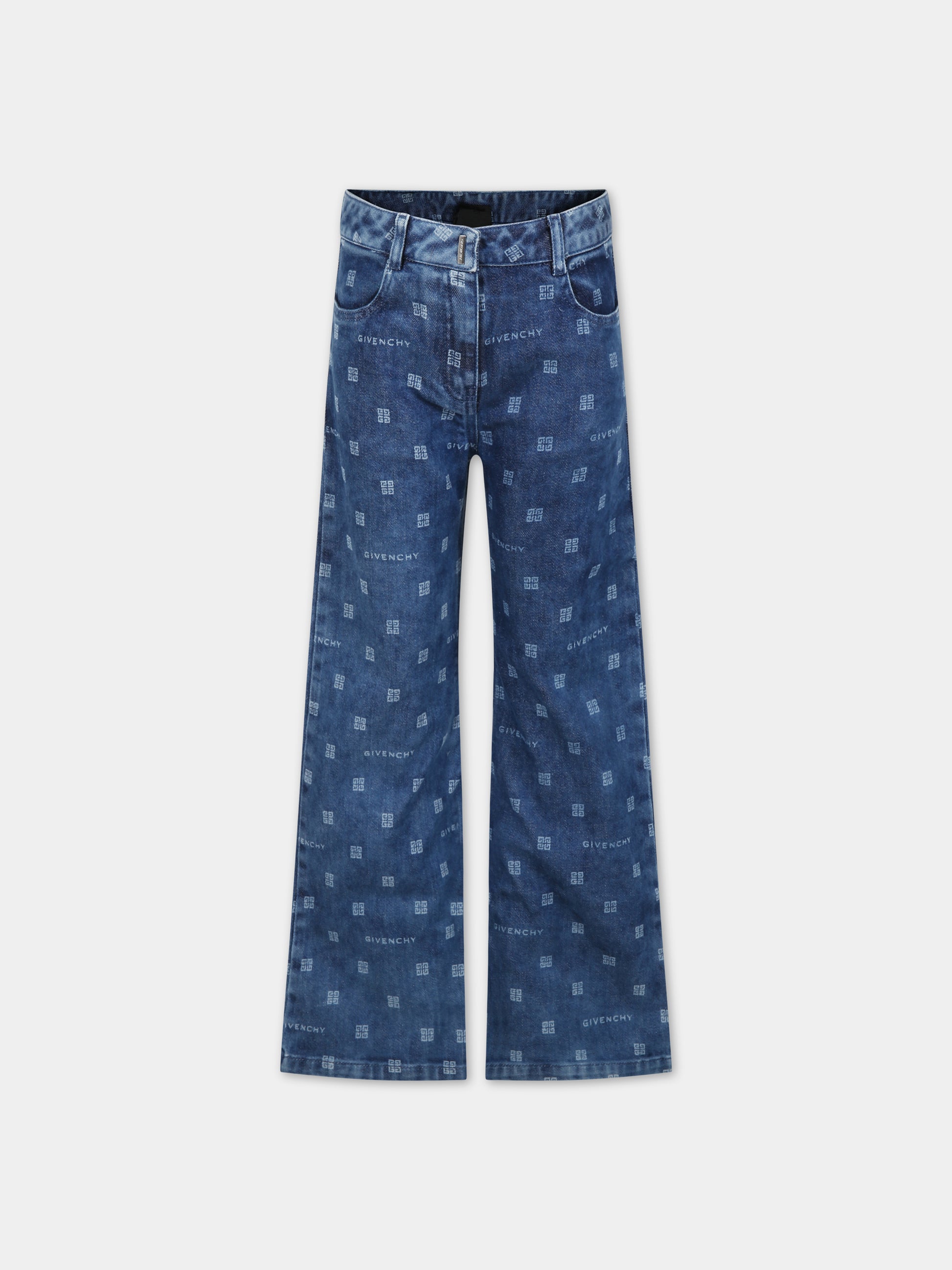 Jeans in denim per bambina con logo,Givenchy Kids,H14222 Z02