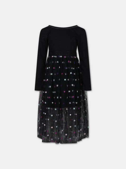 Vestito nero per bambina con logo all-over,Givenchy Kids,H12328 09B