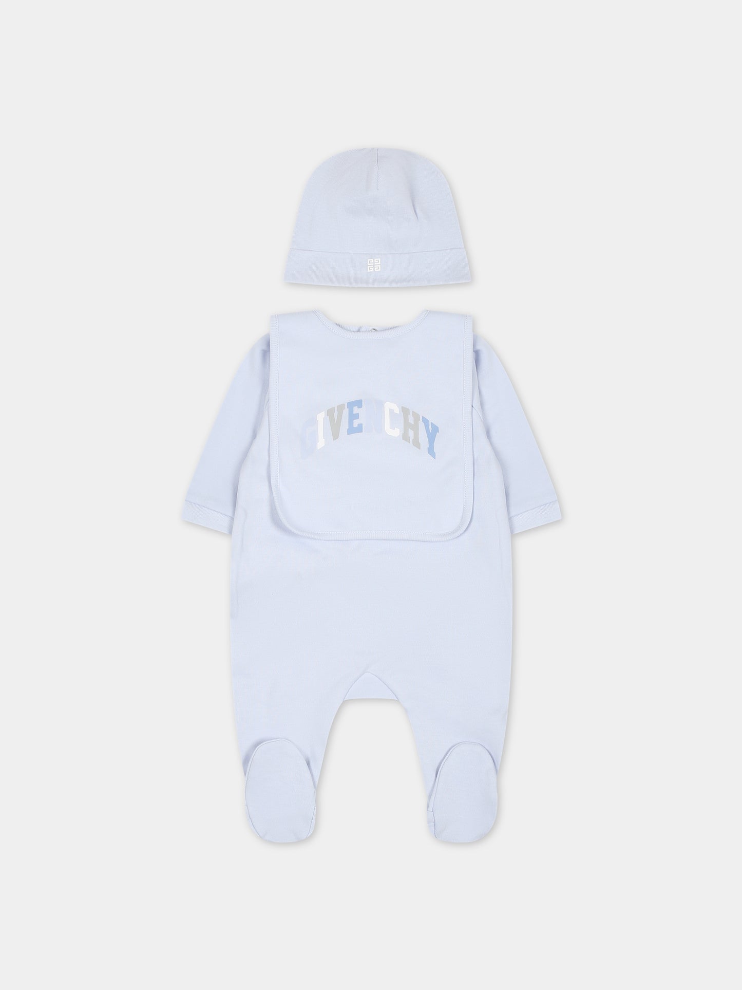 Set celeste per neonato con logo,Givenchy Kids,H98181 771
