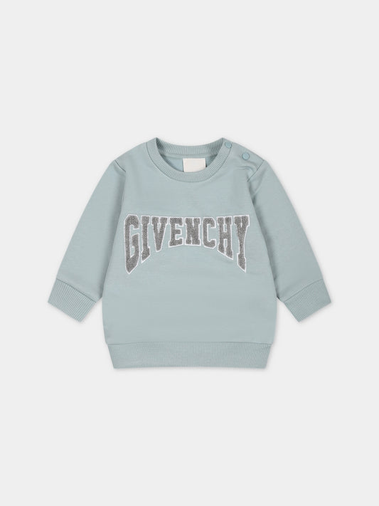 Felpa celeste per neonato con logo,Givenchy Kids,H05276 773