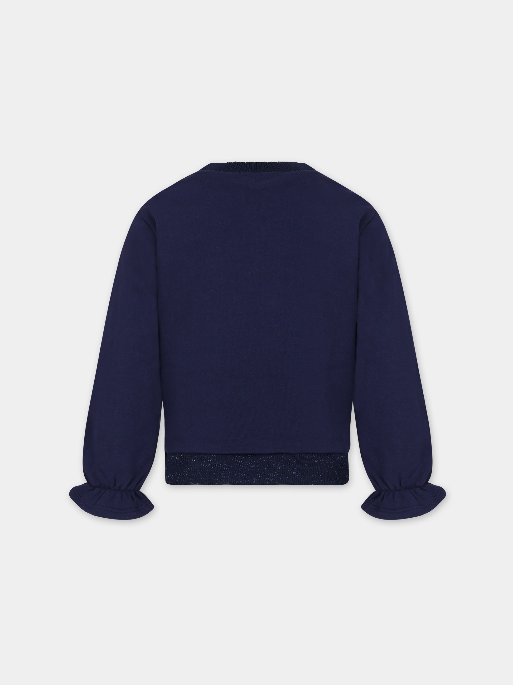 Felpa blu per bambina con scritta multicolor,Billieblush,U15B75 85T