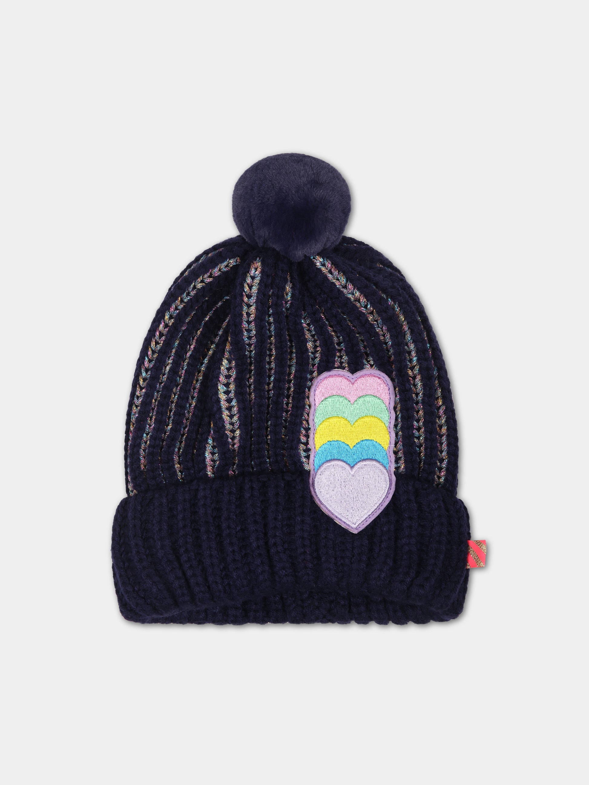 Berretto blu per bambina con cuori,Billieblush,U11142 85T