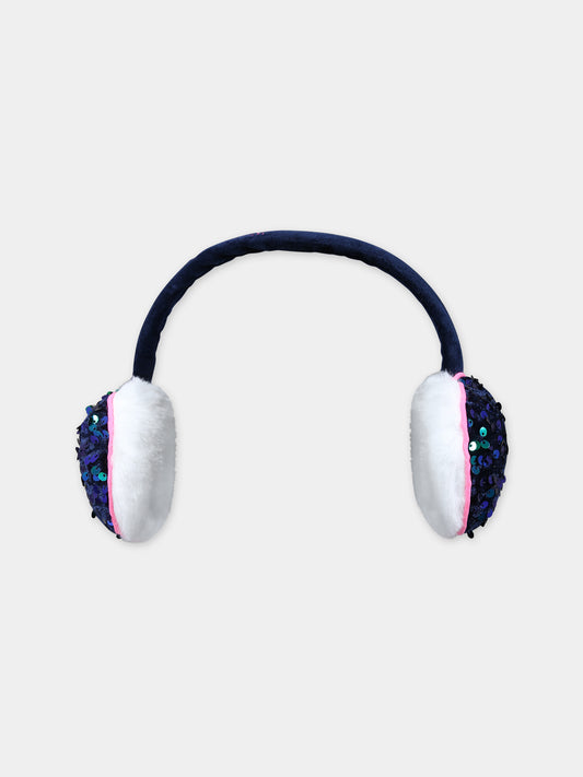 Paraorecchie blu per bambina con logo,Billieblush,U11149 85T