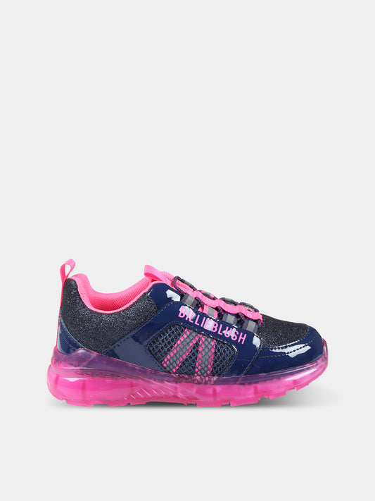Sneakers blu per bambina con logo,Billieblush,U19378 85T