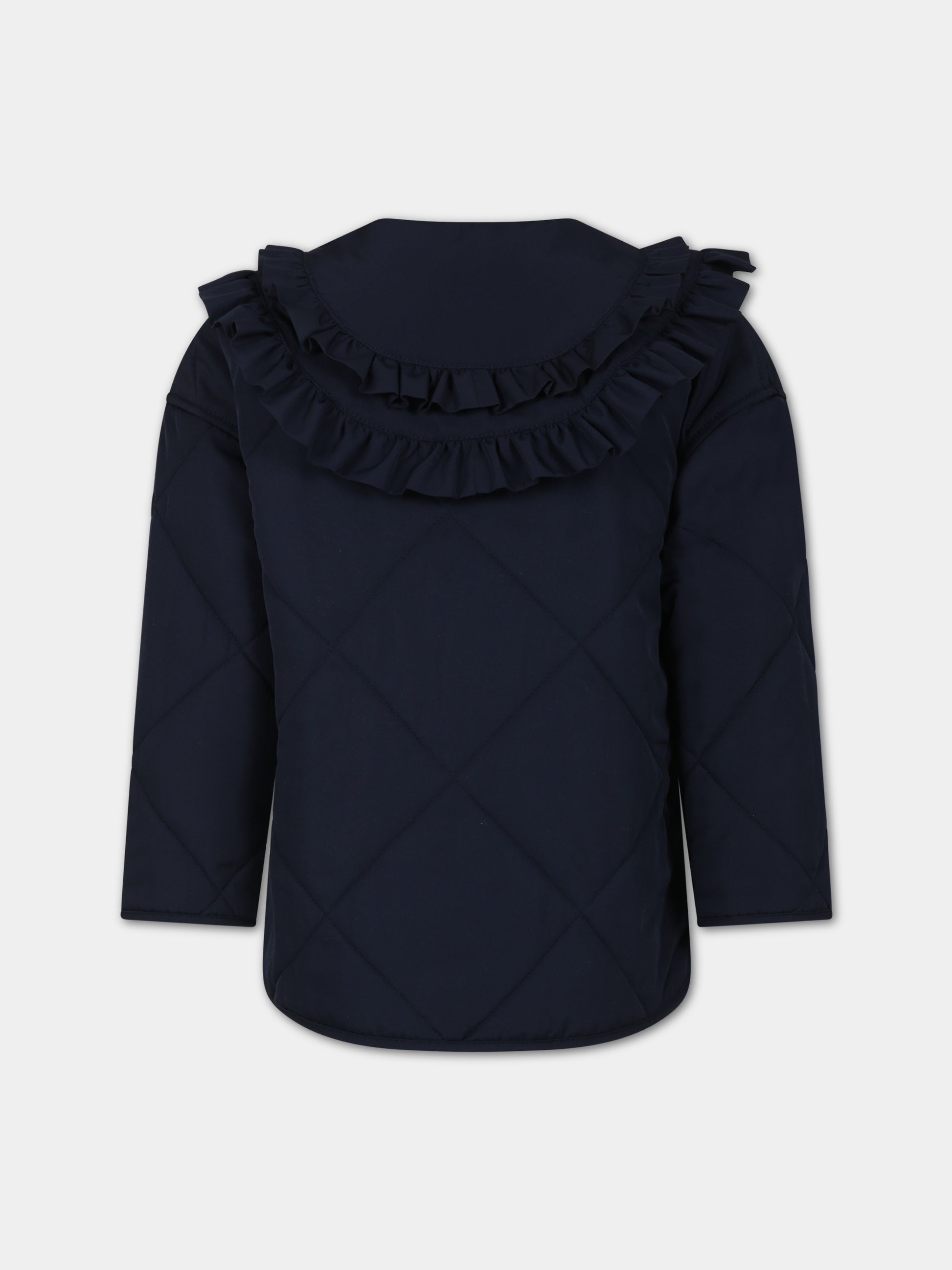 Piumino blu per bambina con rouches,Philosophy,PFGB006 0 NY167 4158