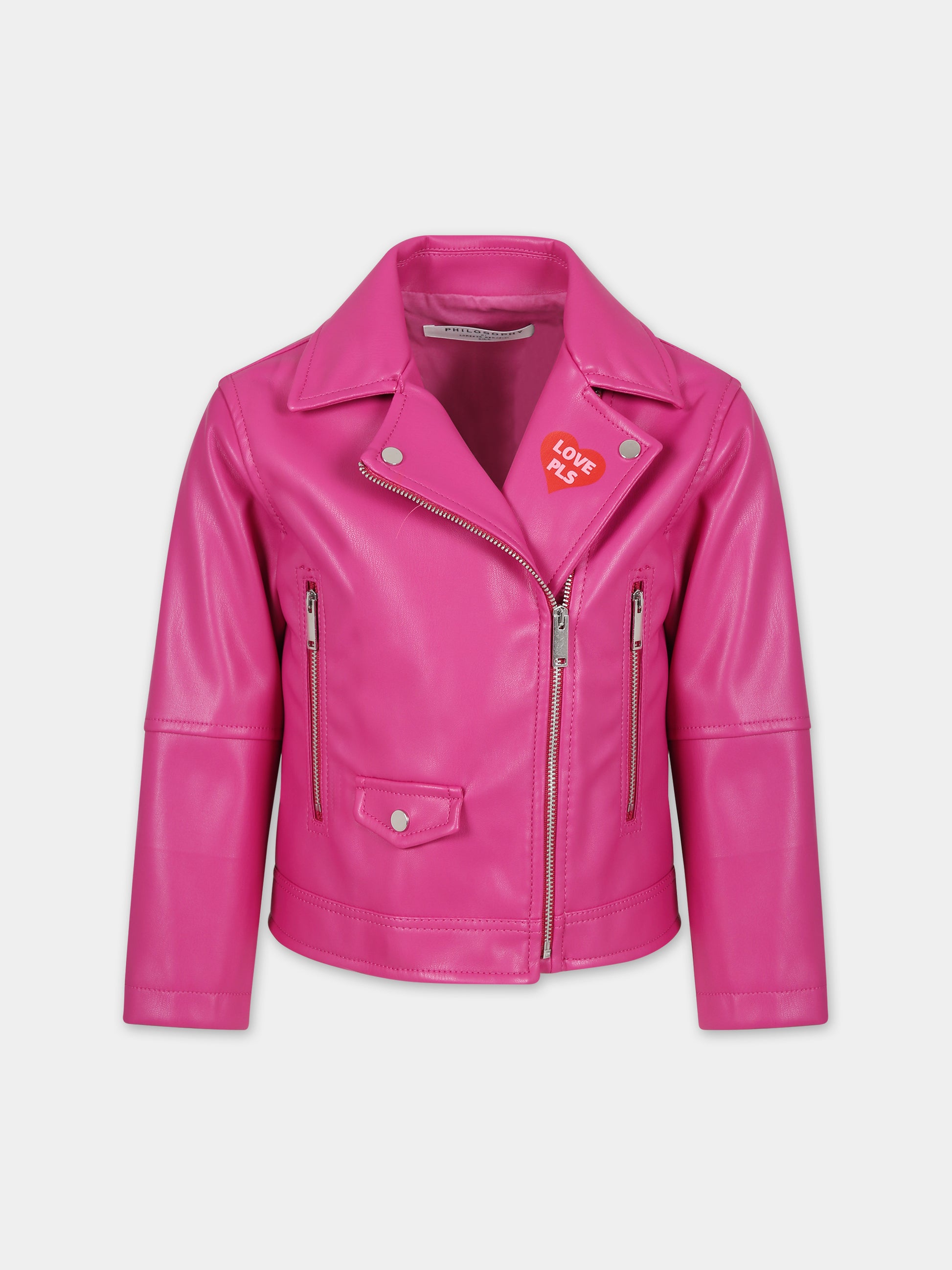 Giubbotto fucsia per bambina con logo,Philosophy,PFGB001 0 PE073 8009