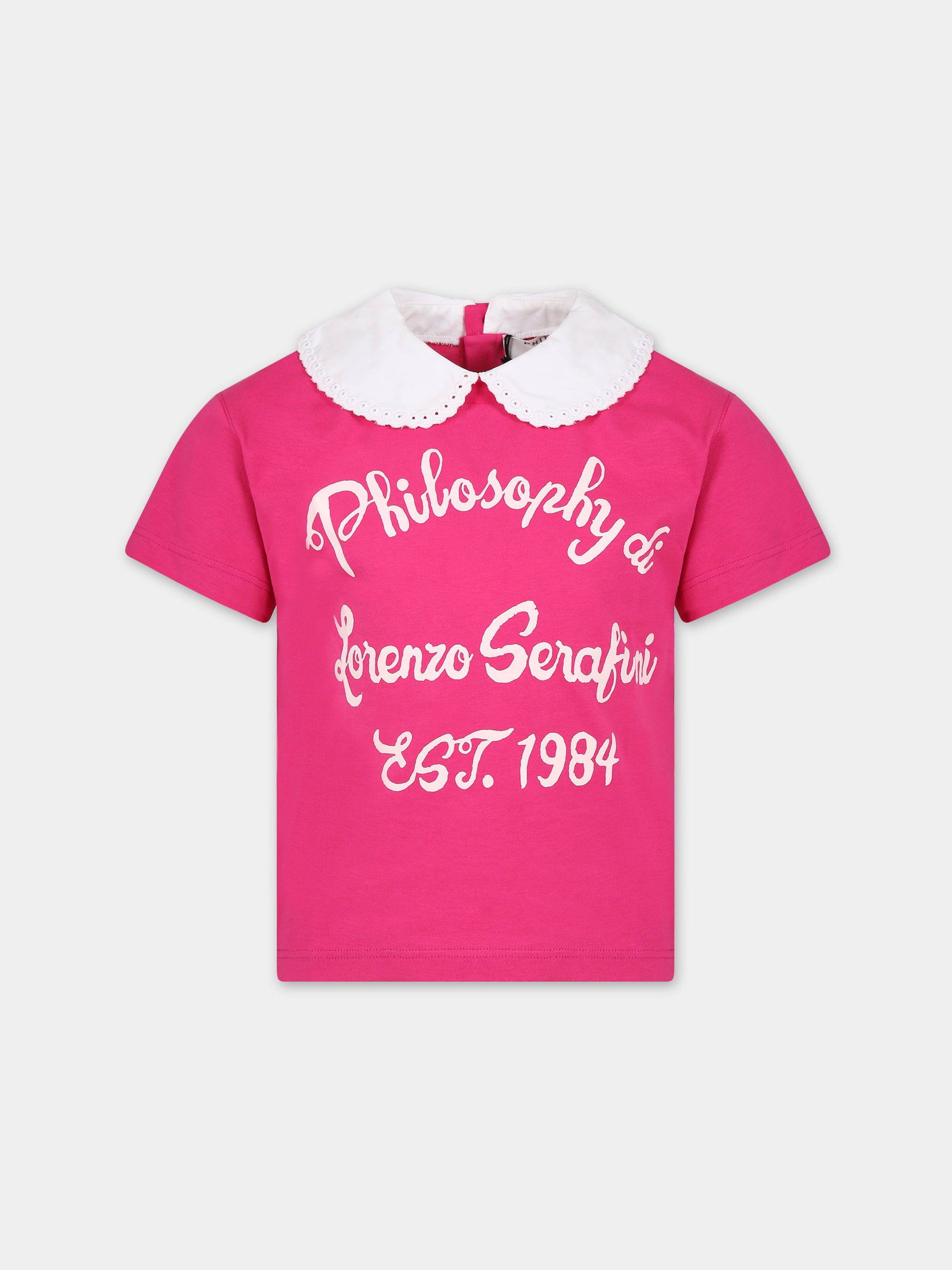 T-shirt fucsia per bambina con logo,Philosophy,PFTS005 0 JF054 8002