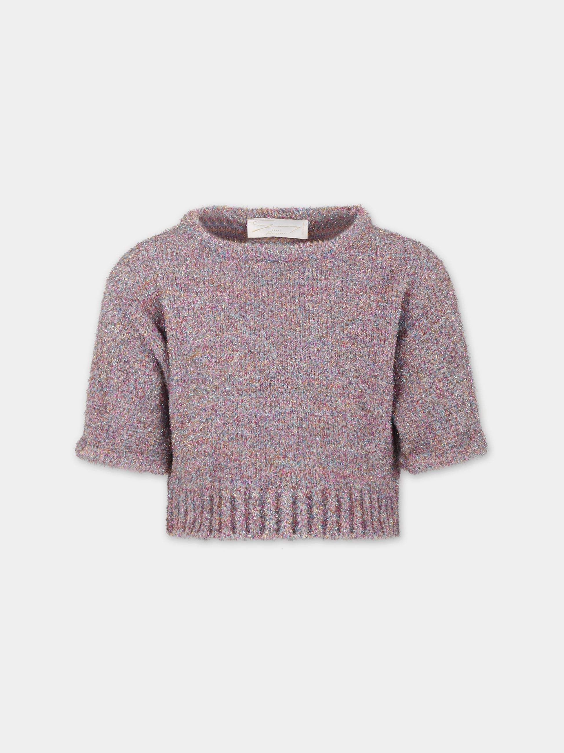 Maglione rosa per bambina con patch,Genny,YFMA004 C FL223 D999