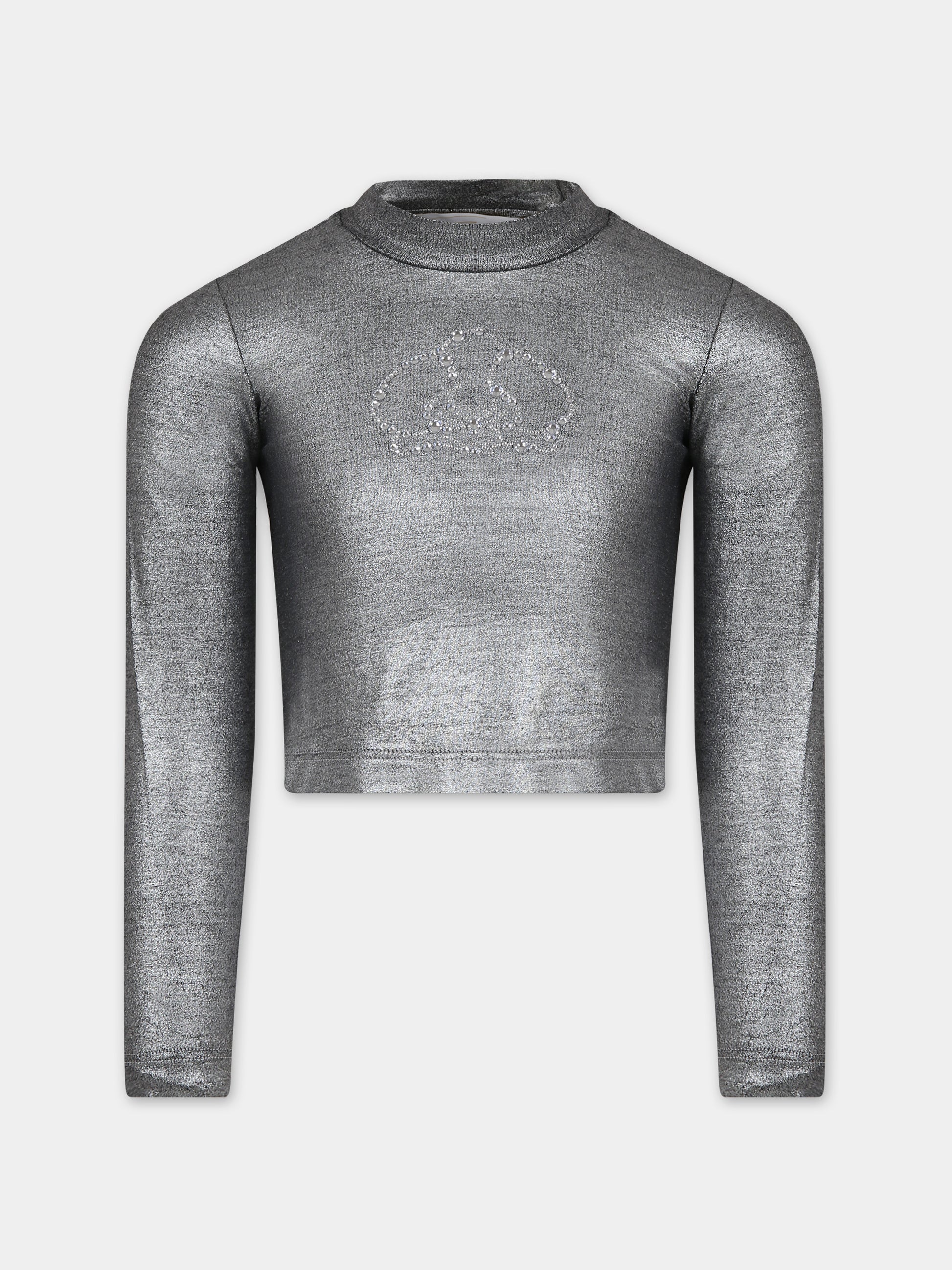 T-shirt argento per bambina con strass,Genny,YFTS001 0 JV038 5099