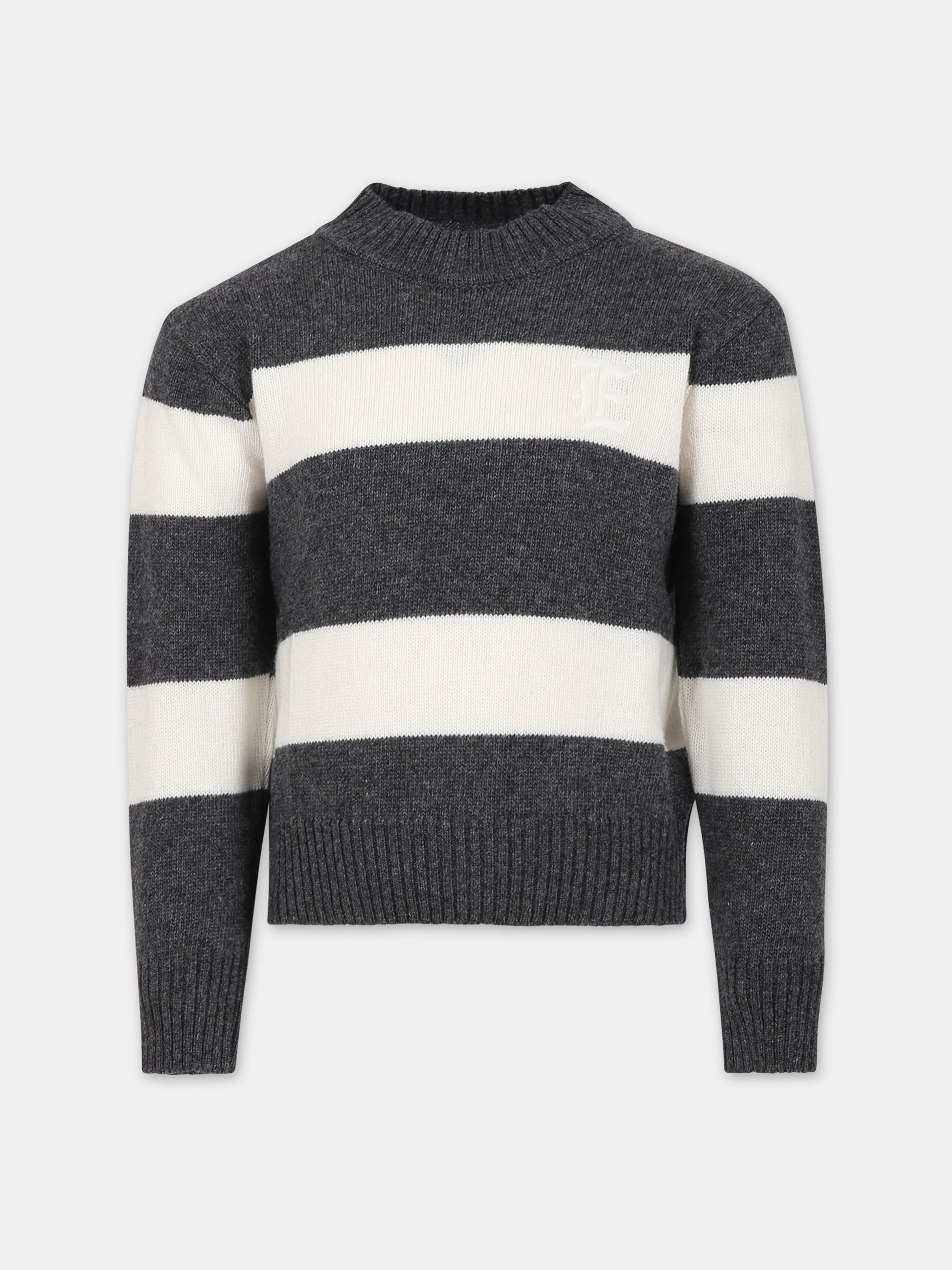 Maglione grigio per bambina con logo,Ermanno Scervino Junior,SFMA009 C FL007 D105