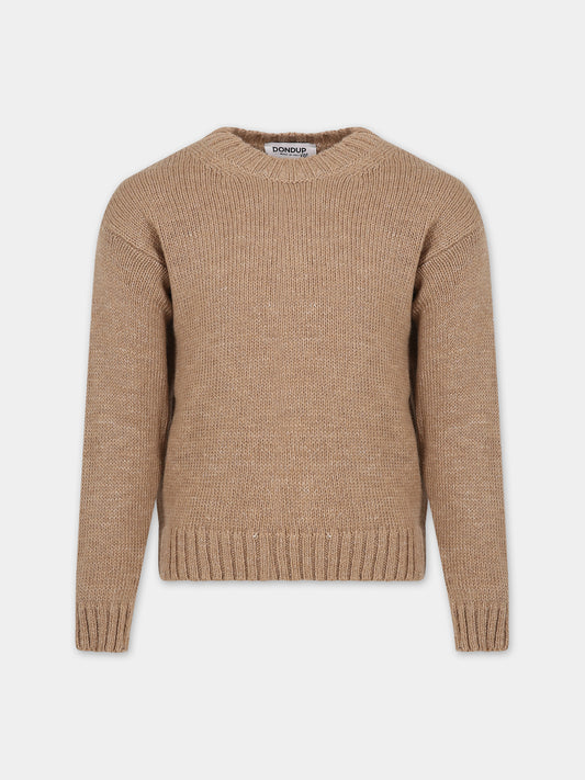 Maglione beige per bambino con logo,Dondup Kids,DMMA009 C FL002 0037