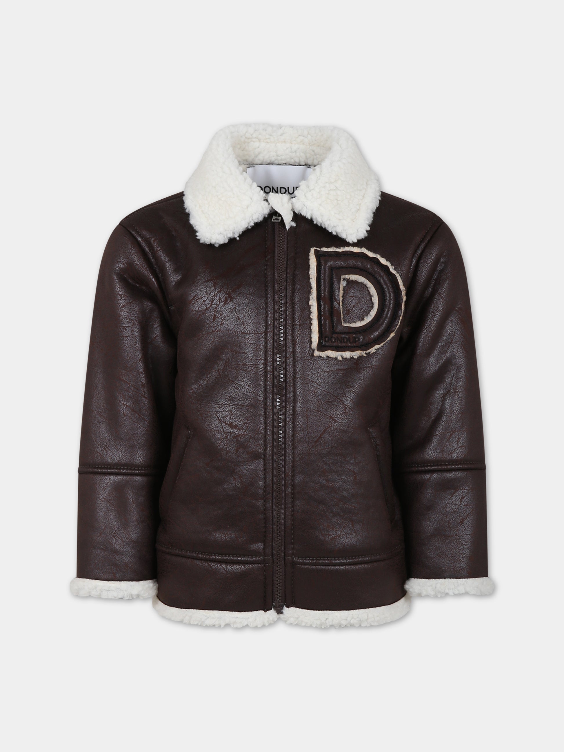Giacca in semil pelle marrone per bambino,Dondup Kids,DMGB002 0 MO009 6035