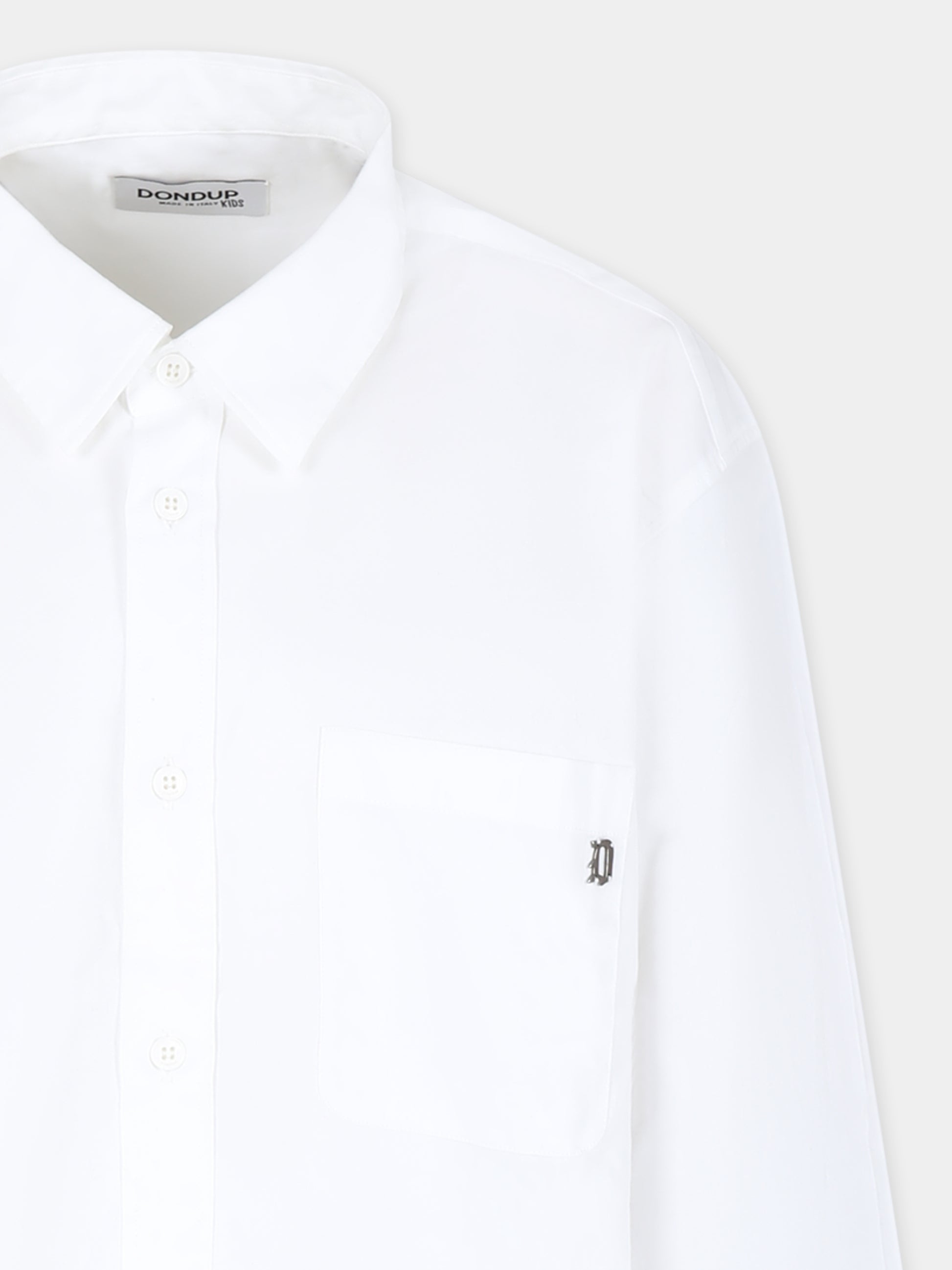 Camicia bianca per bambino con logo,Dondup Kids,DMCA003 0 CA275 B000