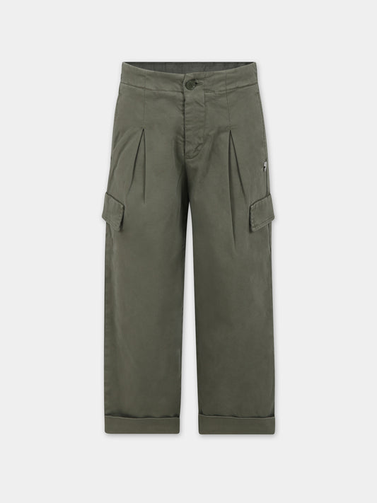 Pantaloni verdi per bambina con logo,Dondup Kids,DFPA007 0 CE246 1005