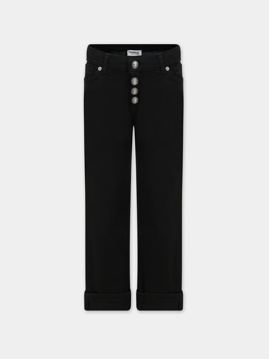 Jeans neri per bambina con logo,Dondup Kids,DFPA015 C DS039 N000