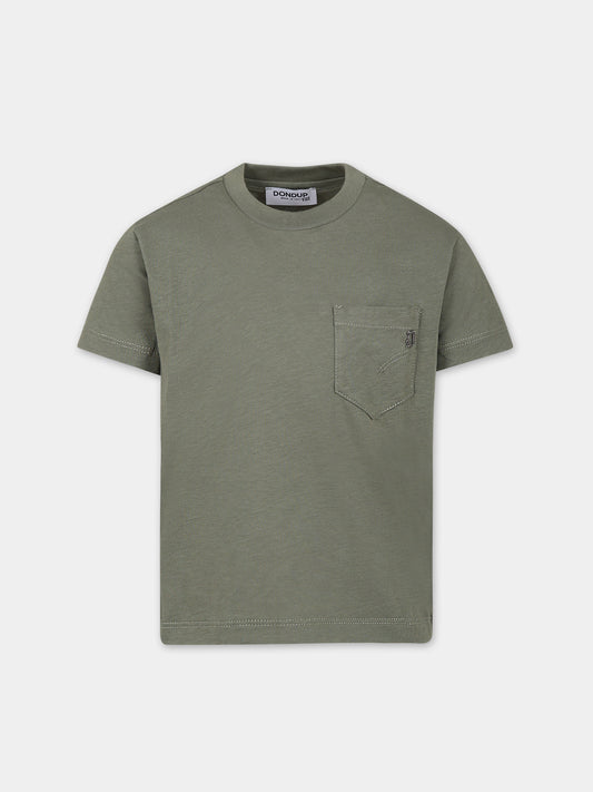 T-shirt verde per bambino con logo,Dondup Kids,DMTS005 C JF065 1005