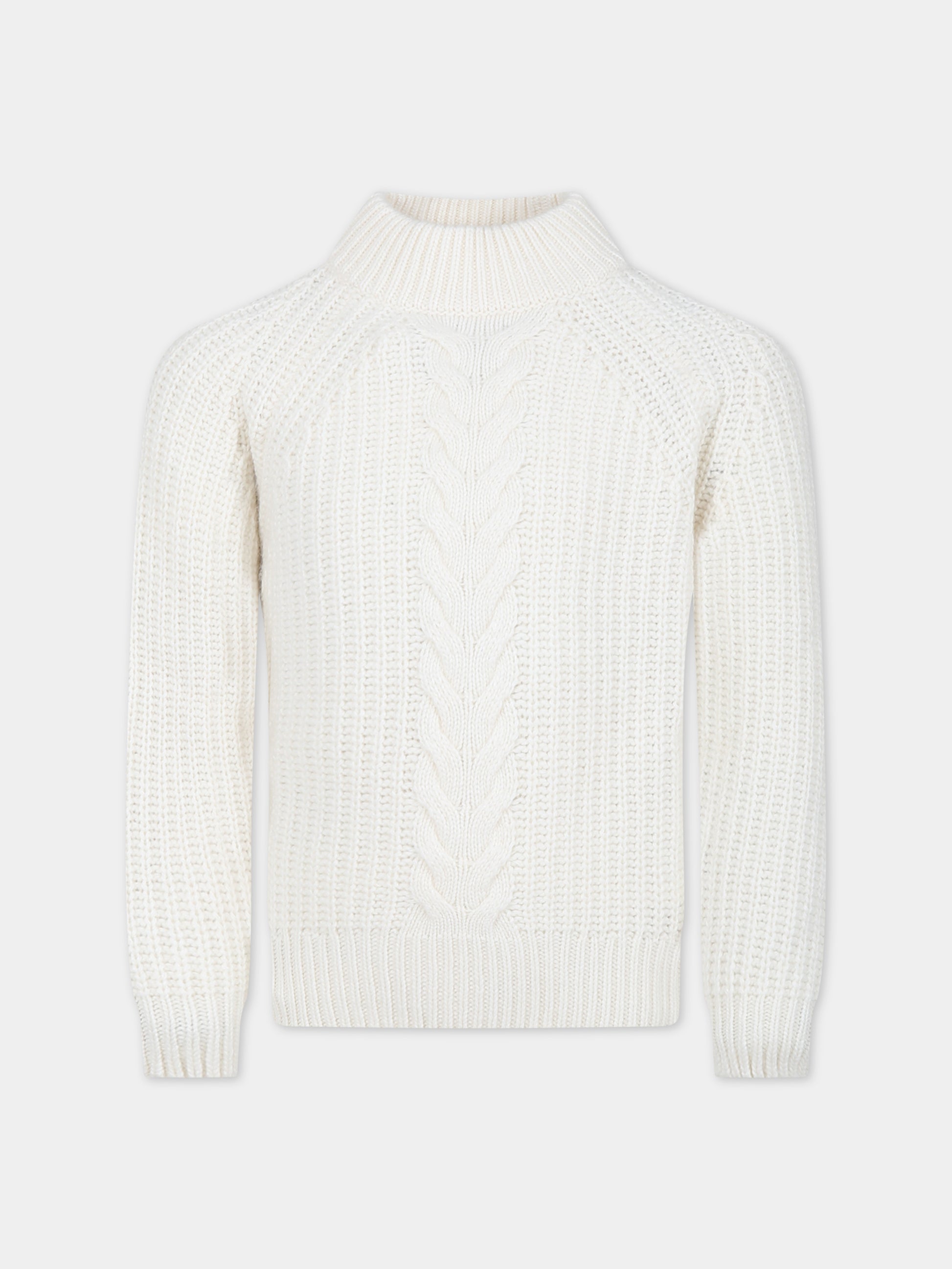 Maglione avorio per bambino a collo alto,Dondup Kids,DMMA001 C FL116 0000