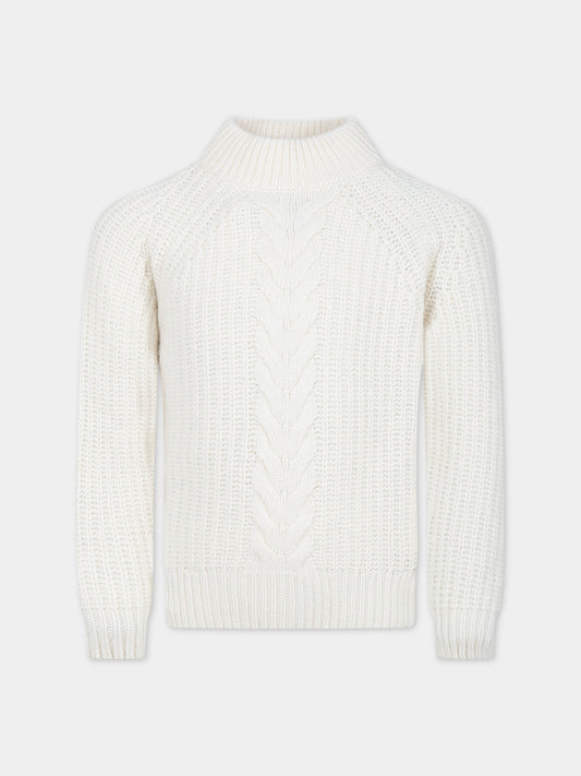 Maglione avorio per bambino a collo alto,Dondup Kids,DMMA001 C FL116 0000