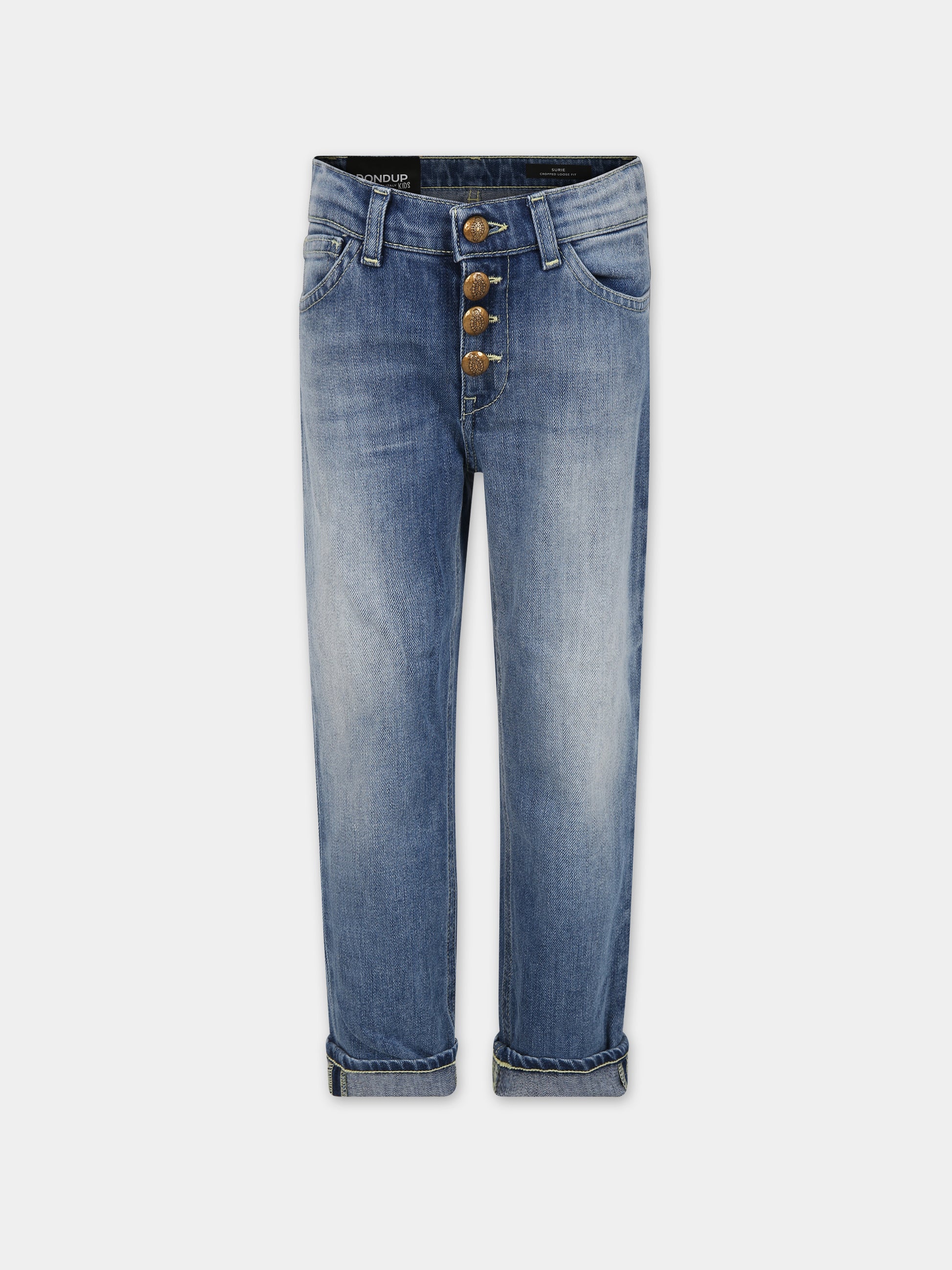 Jeans blu per bambina con logo,Dondup Kids,DFPA016 C DS040 4025