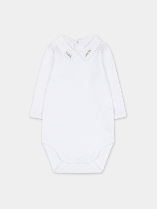 Body bianco per neonati con ricamo,Carrement Beau,Y97287 10P