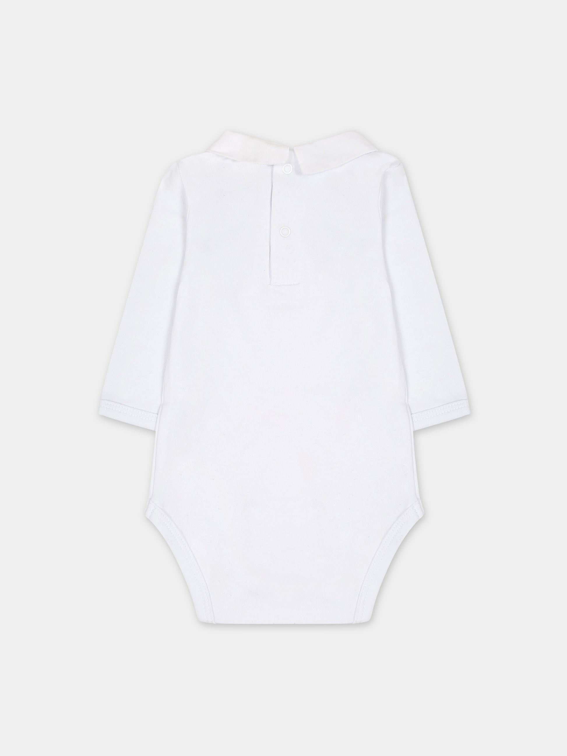 Body bianco per neonati con ricamo,Carrement Beau,Y97287 10P